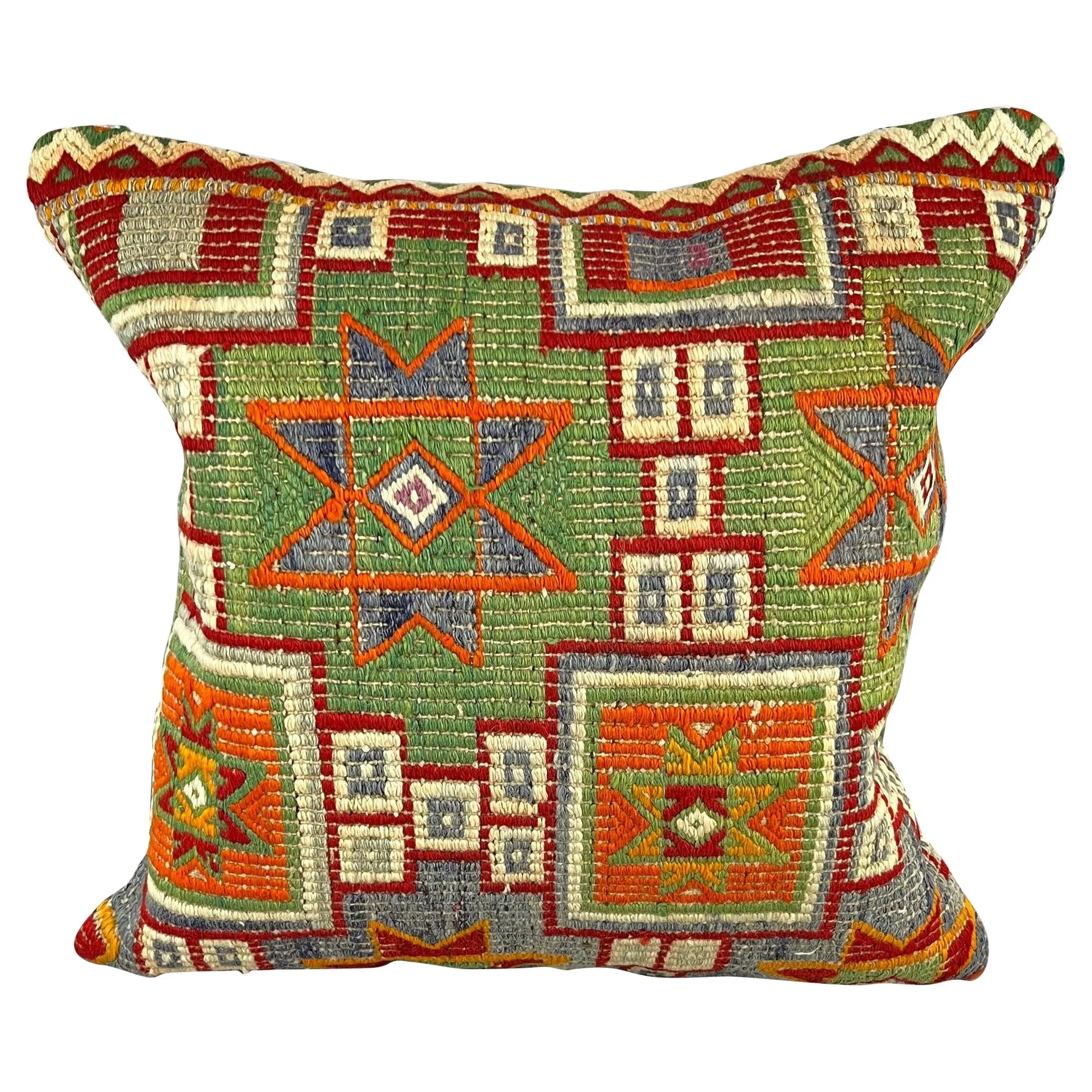 20 x 20 Kilim Pillow Turkish Cushion Natural Green Pillow Cushion Cover #6768