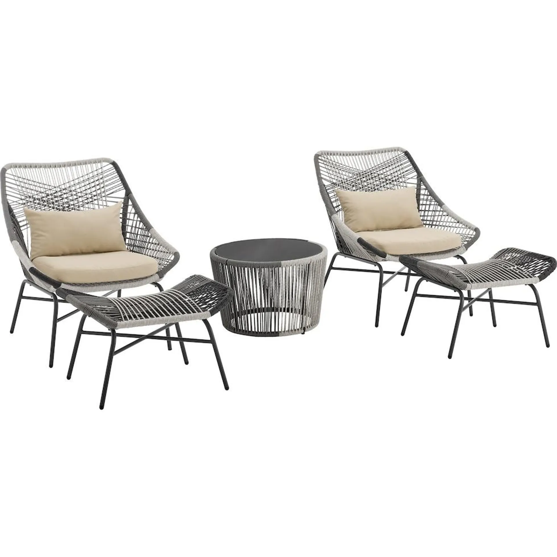 Biloxi Outdoor Set with 2 Lounge Chairs, 2 Ottomans and 2 Side Tables