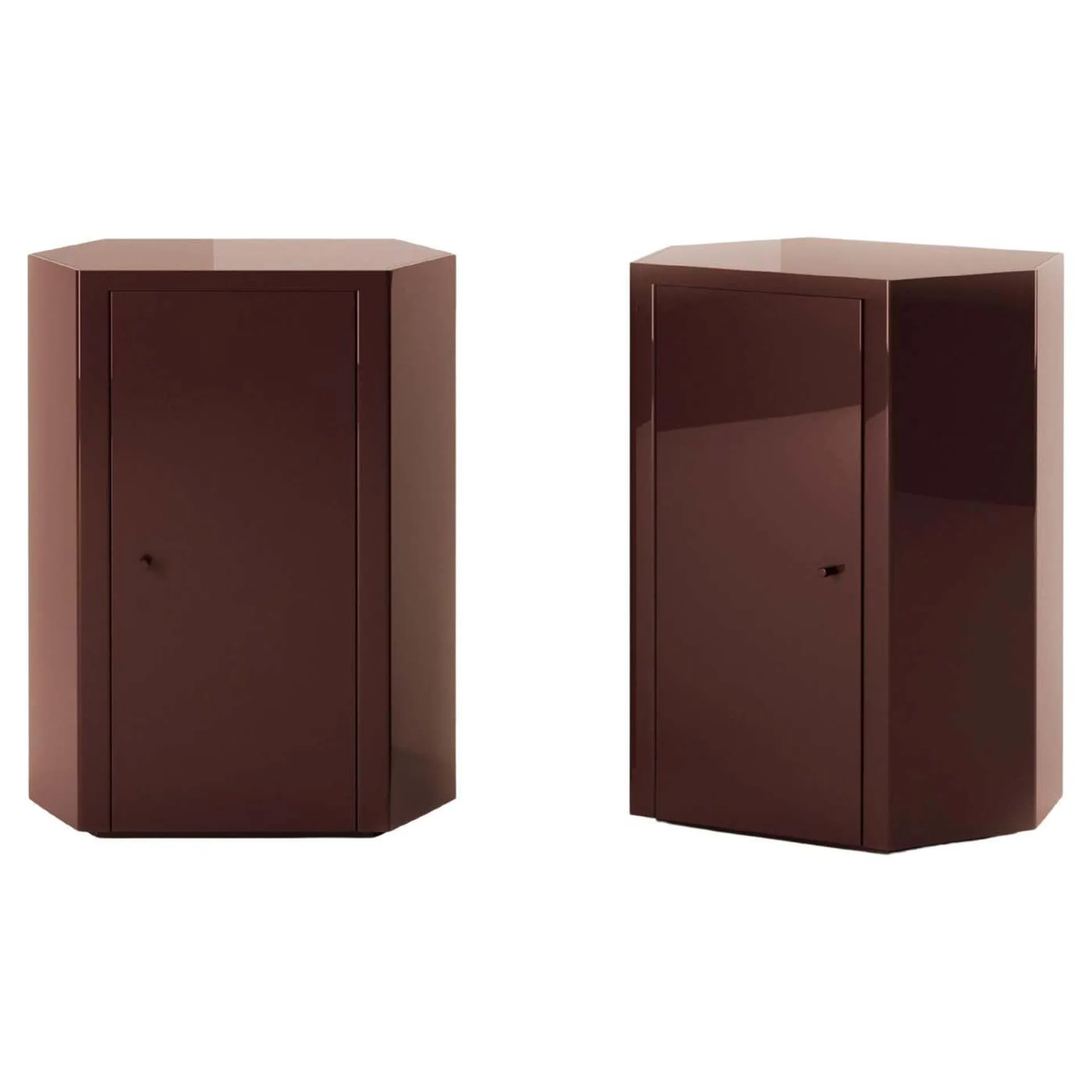 Pair of Park Night Stands in Noir Oxblood Lacquer by Yaniv Chen for Lemon