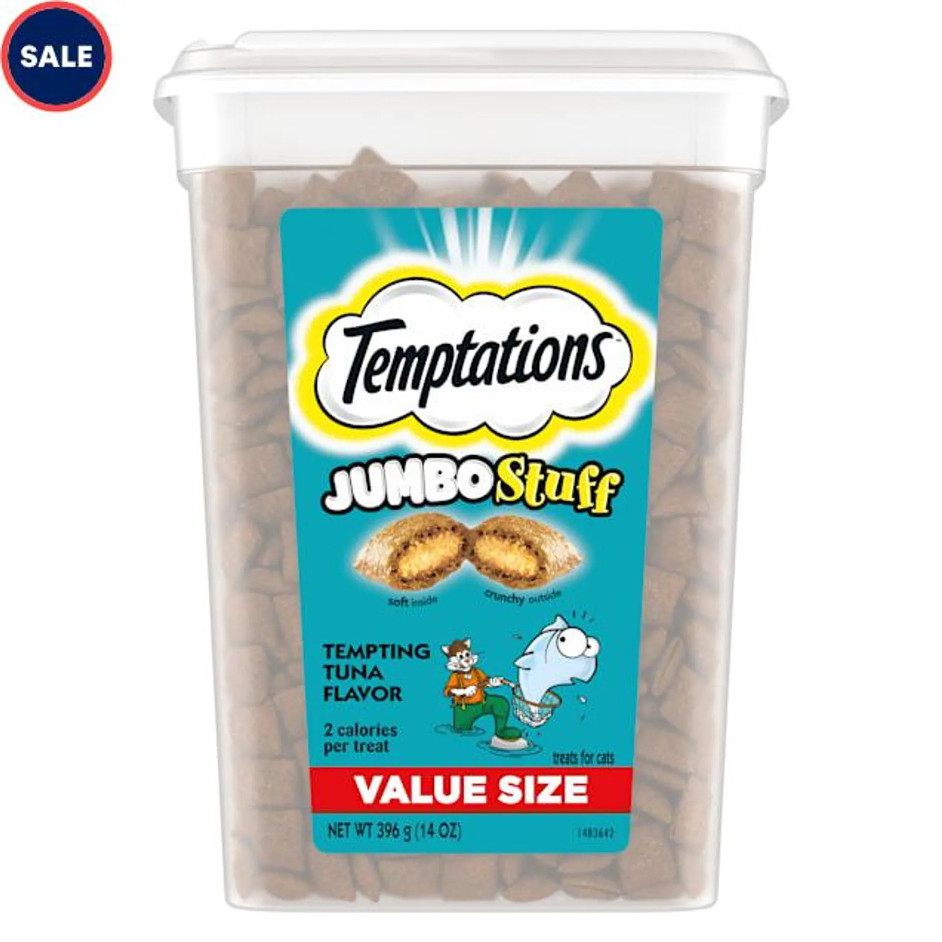 Temptations Jumbo Stuff Tempting Tuna Flavor Crunchy and Soft Cat Treats, 14 oz.