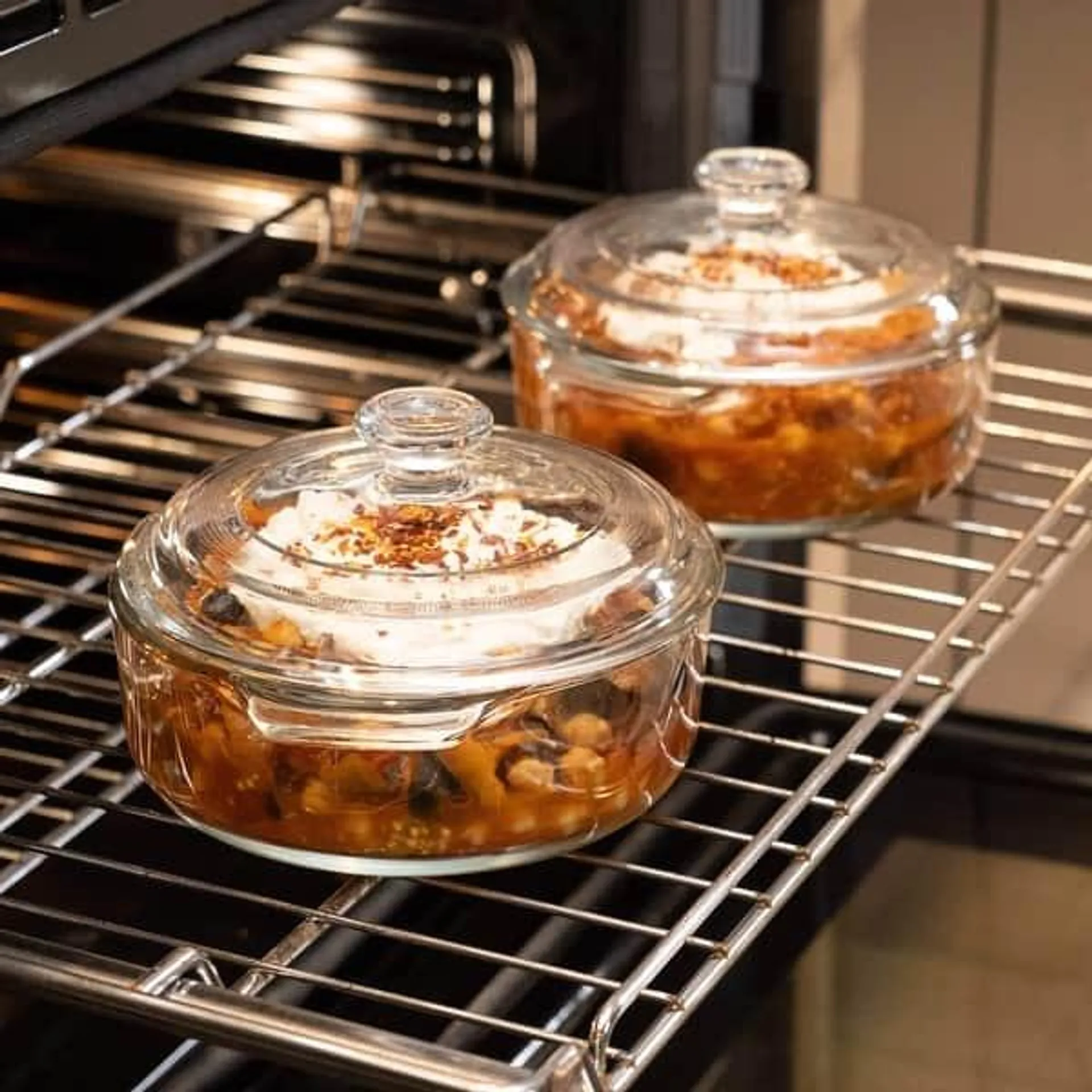 Libbey Baker's Basics 2-Piece Glass Casserole Baking Dish Set with Glass Covers