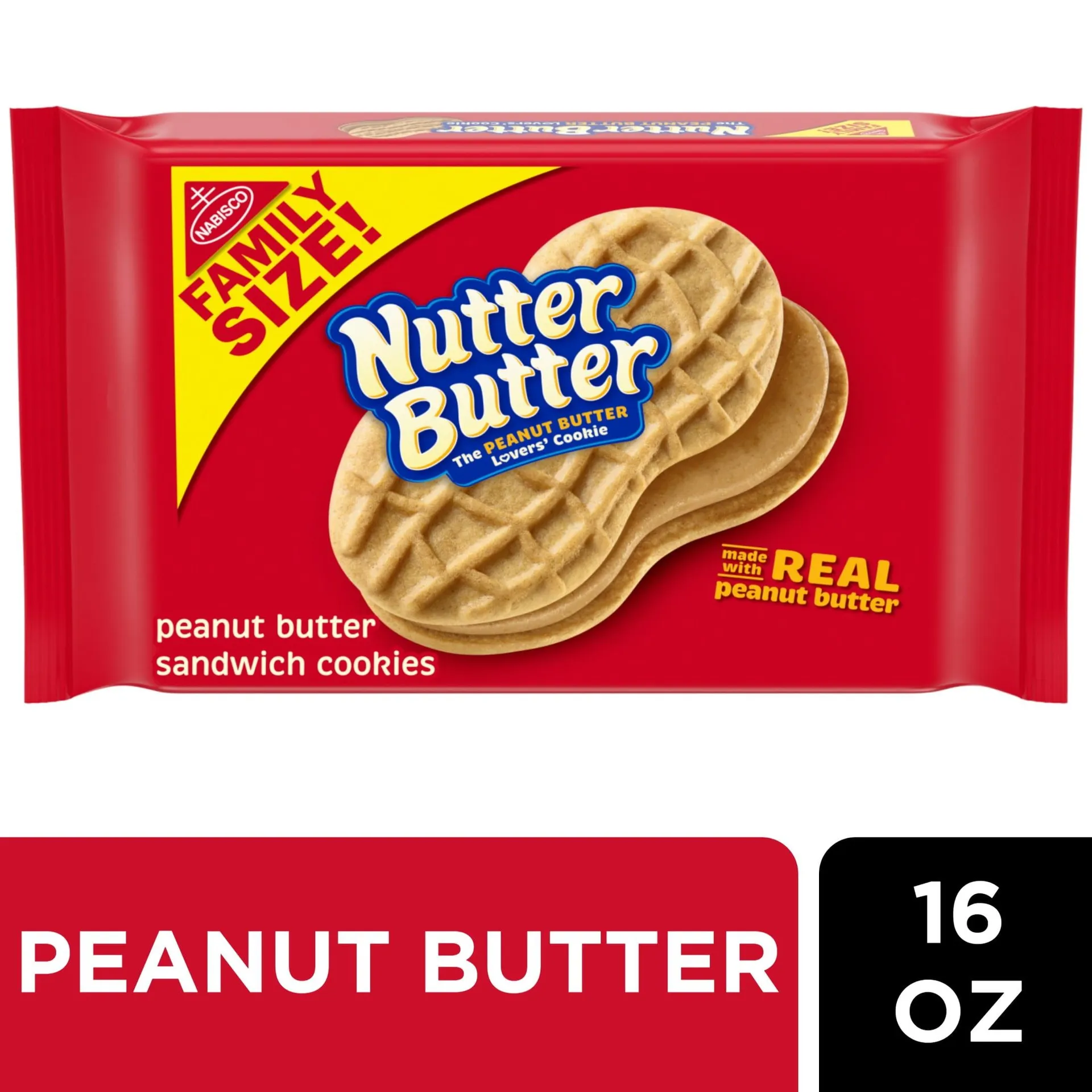 Nutter Butter Family Size Peanut Butter Sandwich Cookies, 16 oz