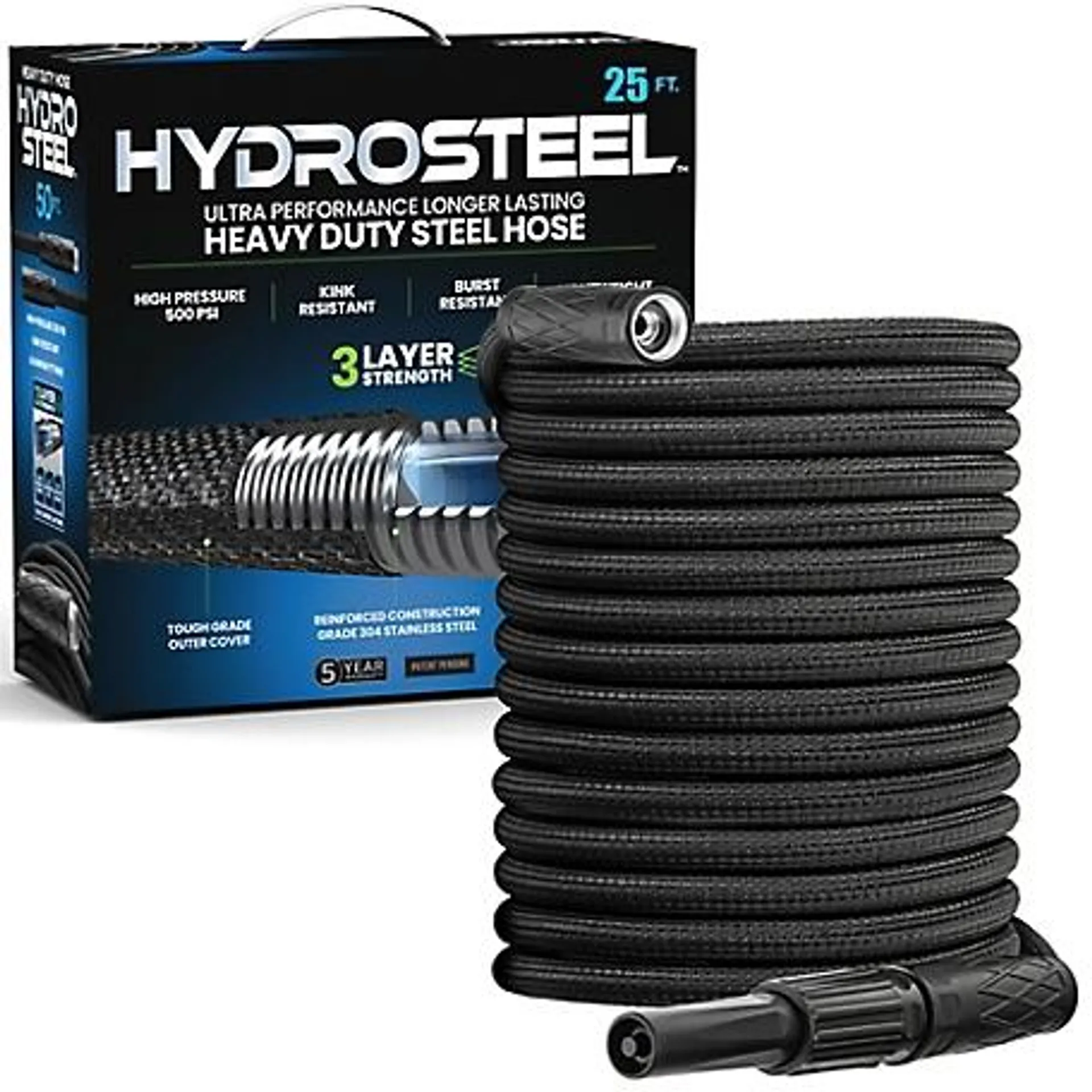 HydroSteel 5/8 in. x 25 ft. Lightweight Kink-Free Aluminum Garden Hose