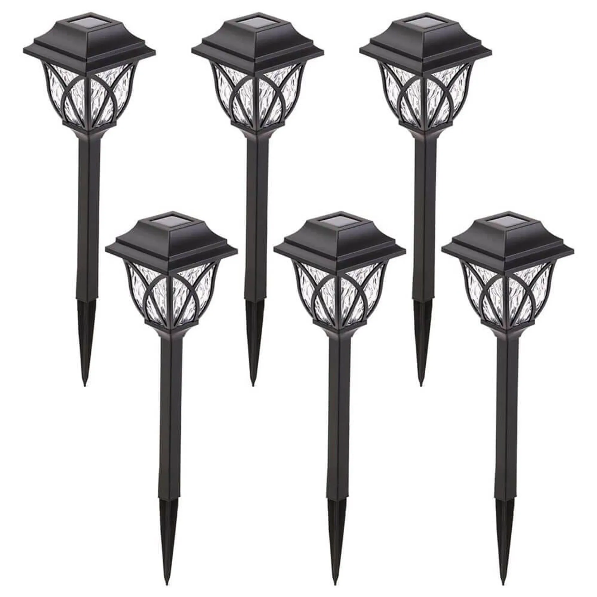 Laurel Canyon Classic Solar Pathway Lights, 6-Pack, Black