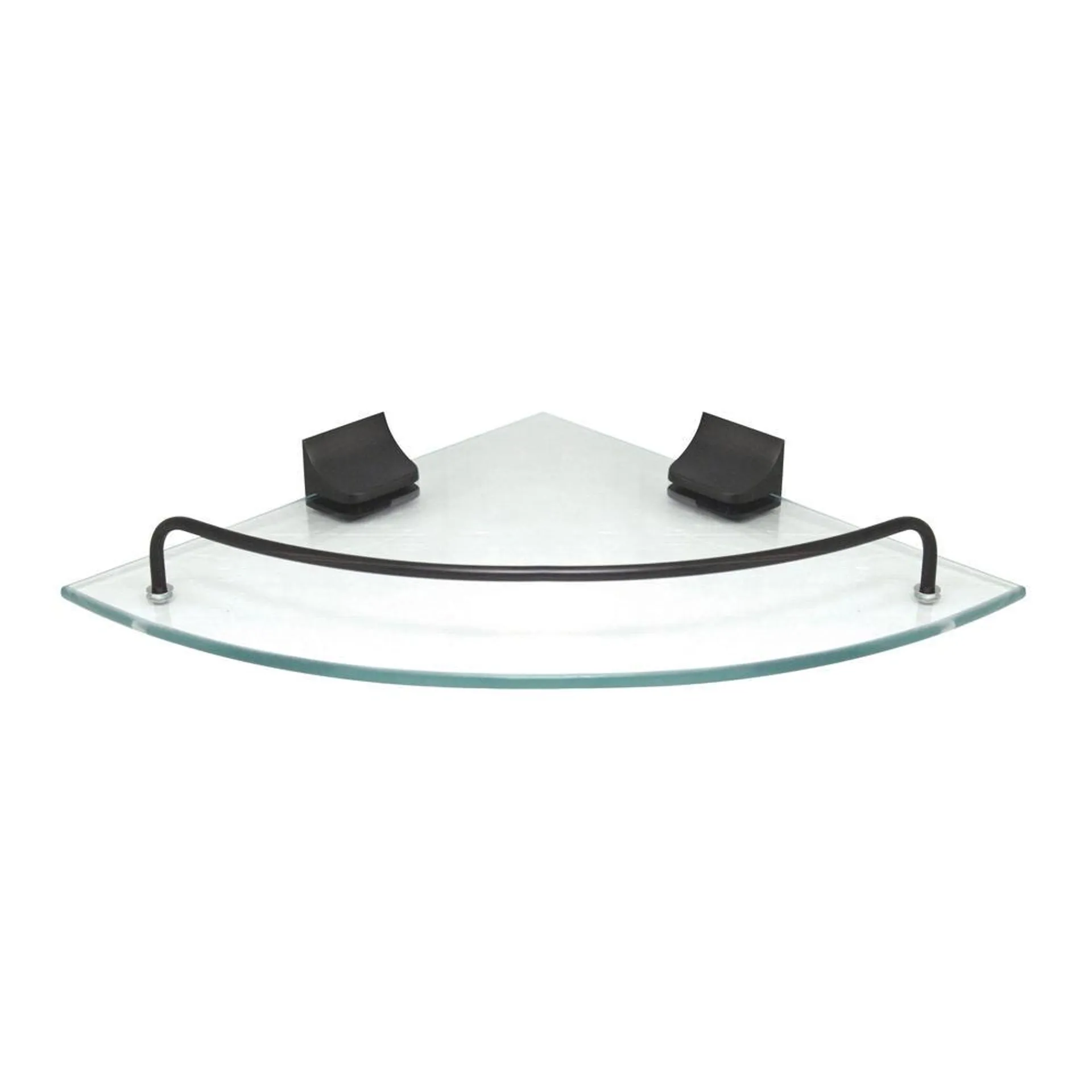 Modona 9-1/2"W x 9-1/2"D Wall-Mount Rubbed Bronze Glass Corner Shelf