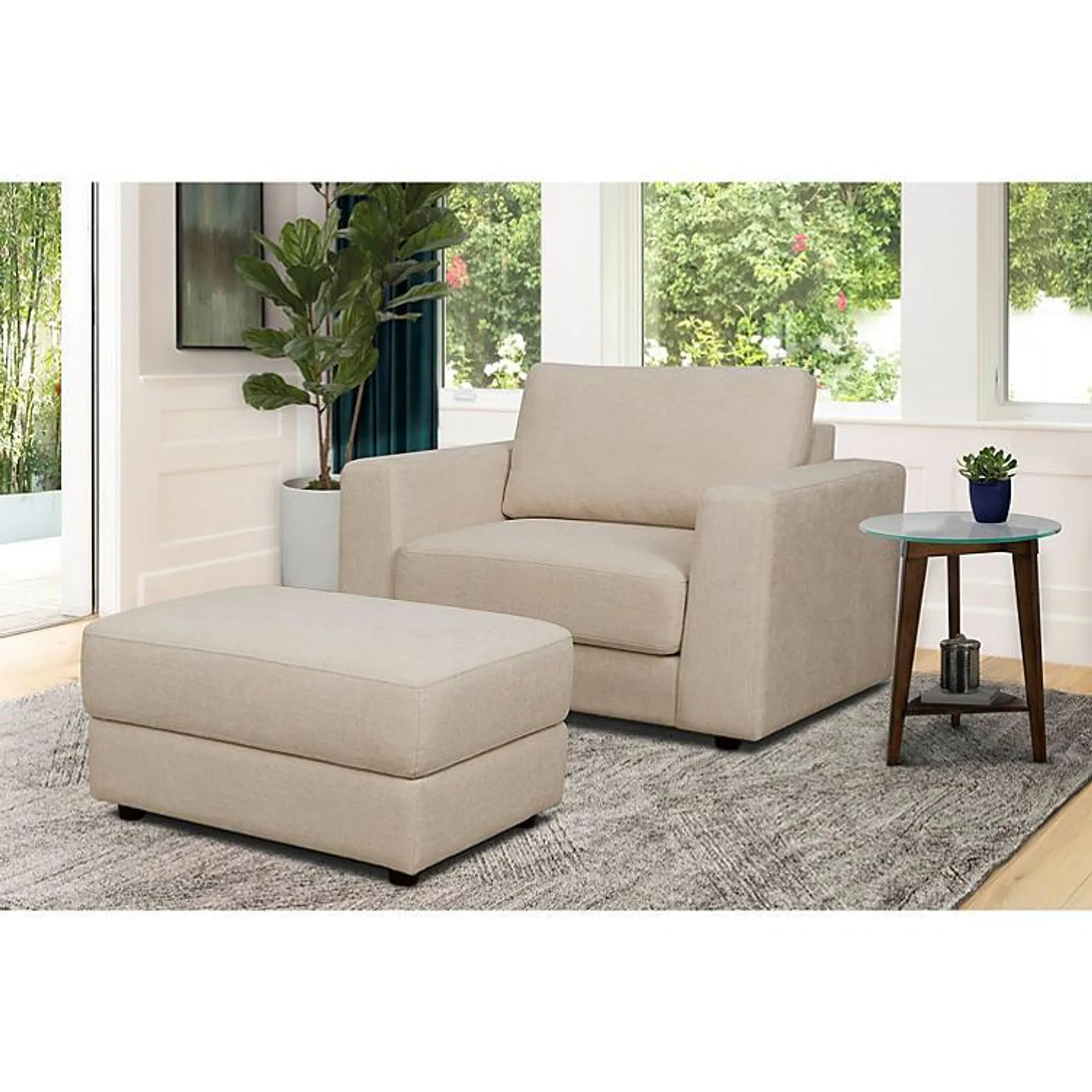 Elliot Stain-Resistant Oversized Armchair and Ottoman, Assorted Colors