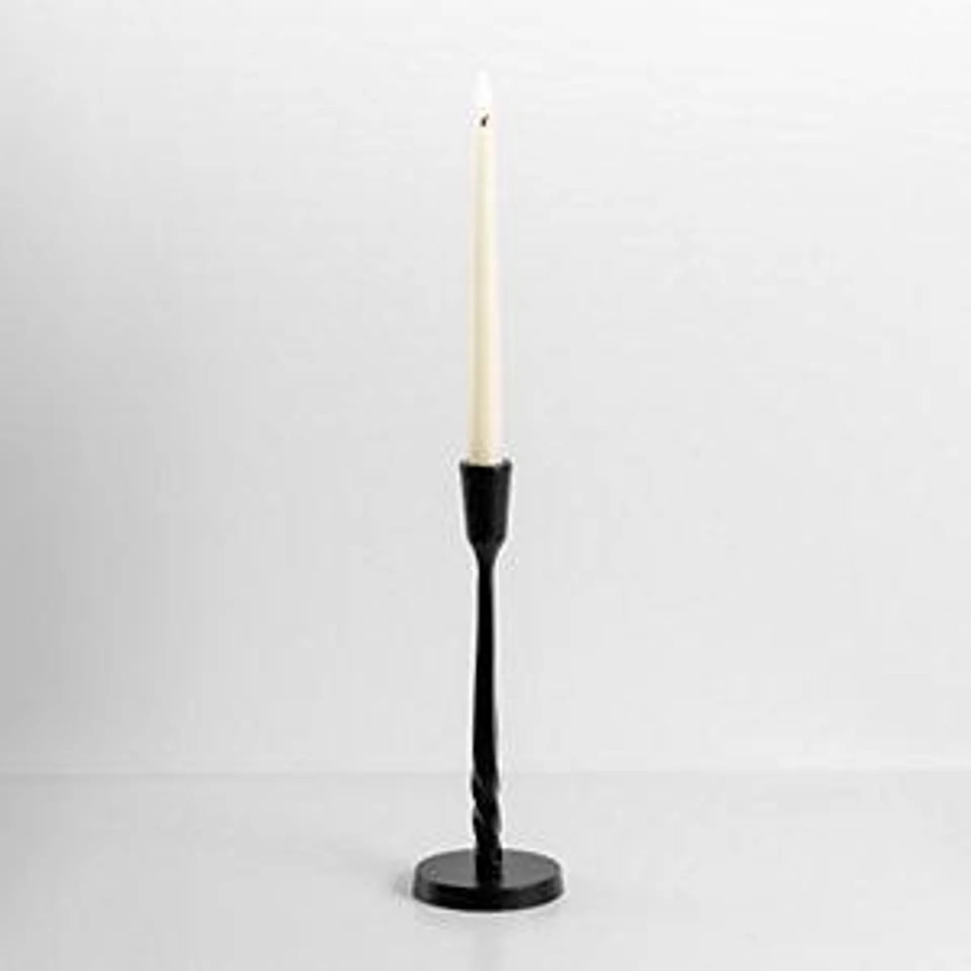 Black Metal Twisted Taper Candle Holder, 10 in.