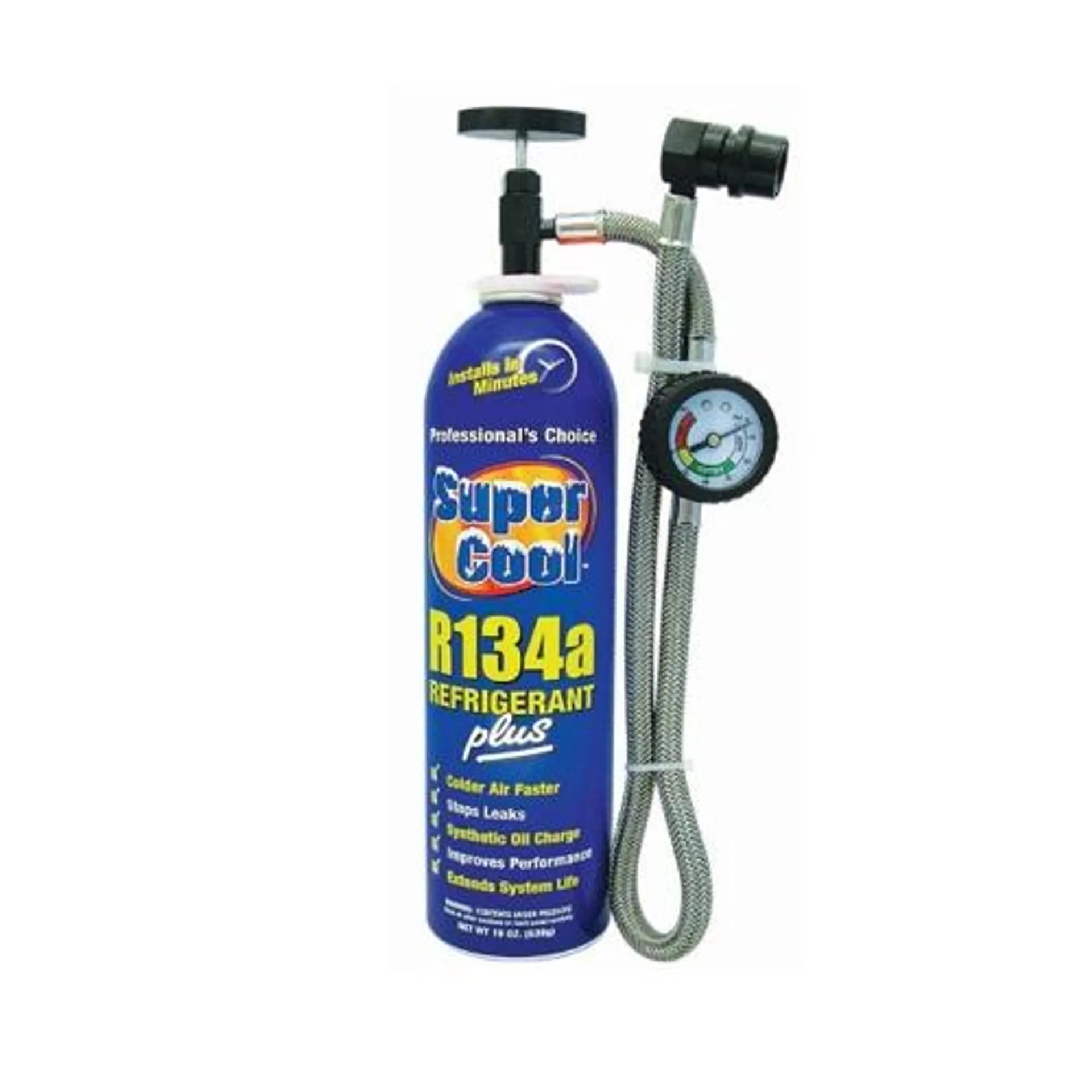 TSI Supercool R134a Plus 19oz With Heavy Duty Charging Hose & Gauge