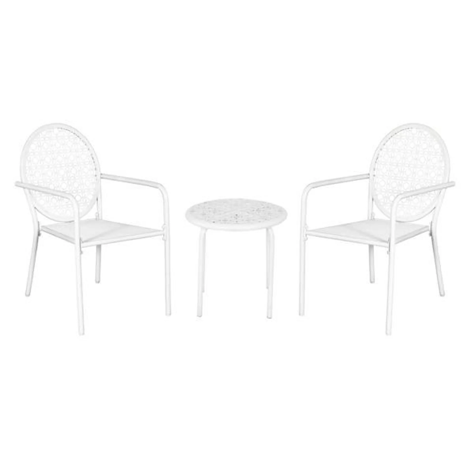 Providence 3-Piece Geo Metal Patio Chat Set, White