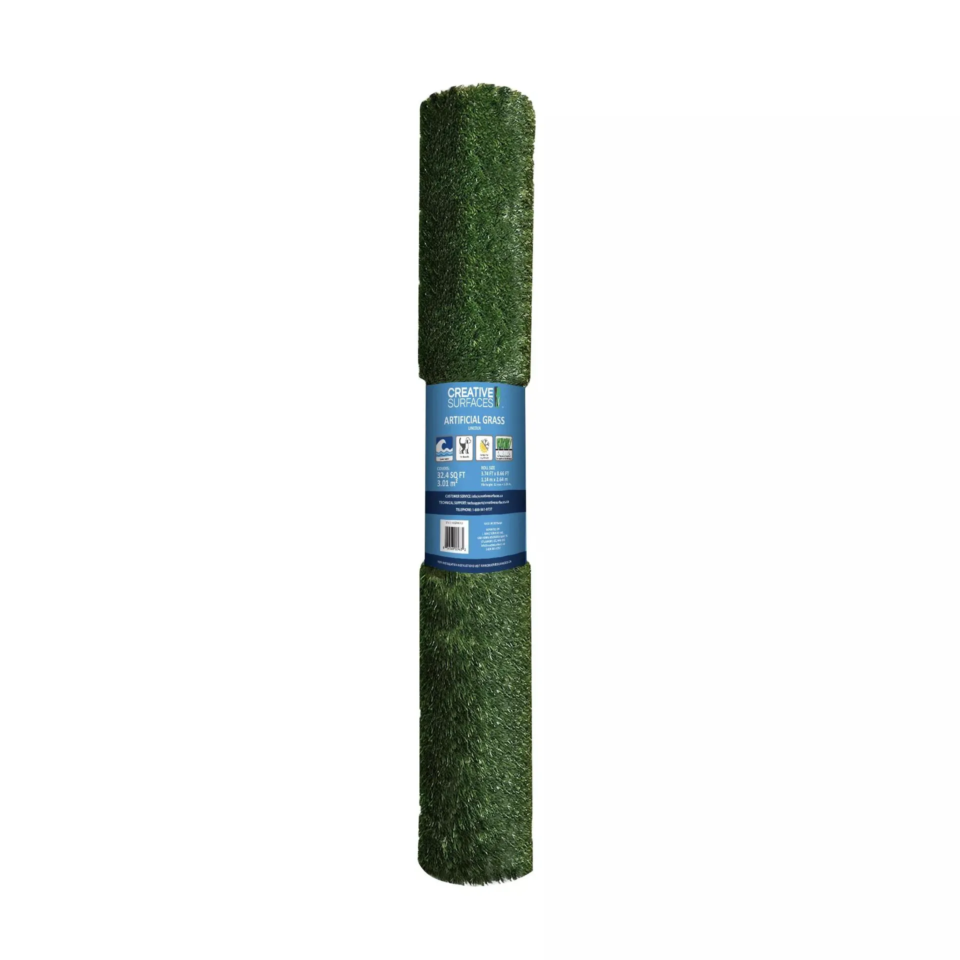 Creative Surfaces Lincoln Artificial Grass 1.26" Pile Height 3.74' x 8.66'