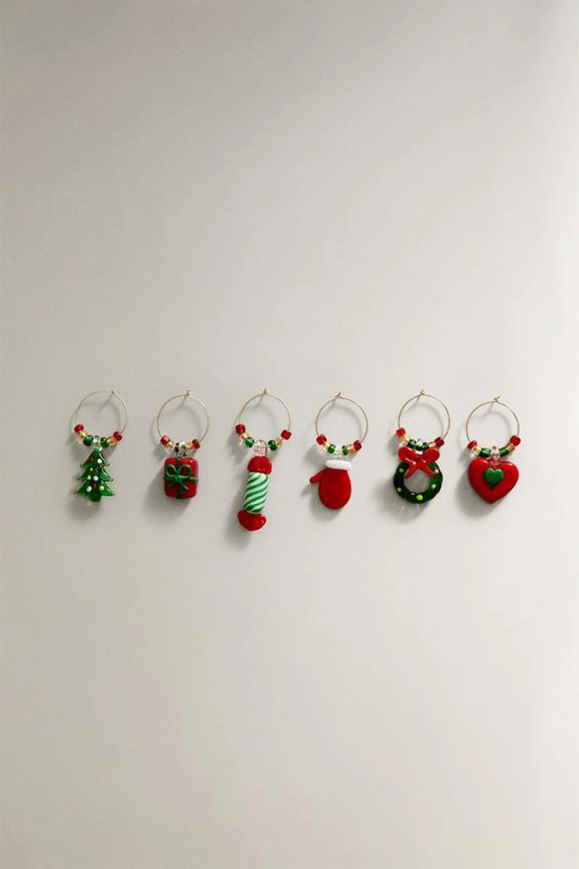 SET OF CHRISTMAS FIGURE GLASS CHARMS (SET OF 6)