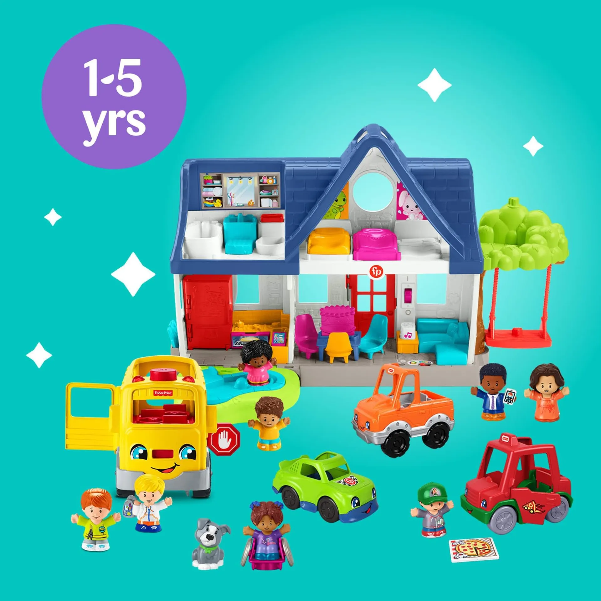 Fisher-Price Little People Toddler Gift Set With Playhouse, School Bus & 20 Play Pieces