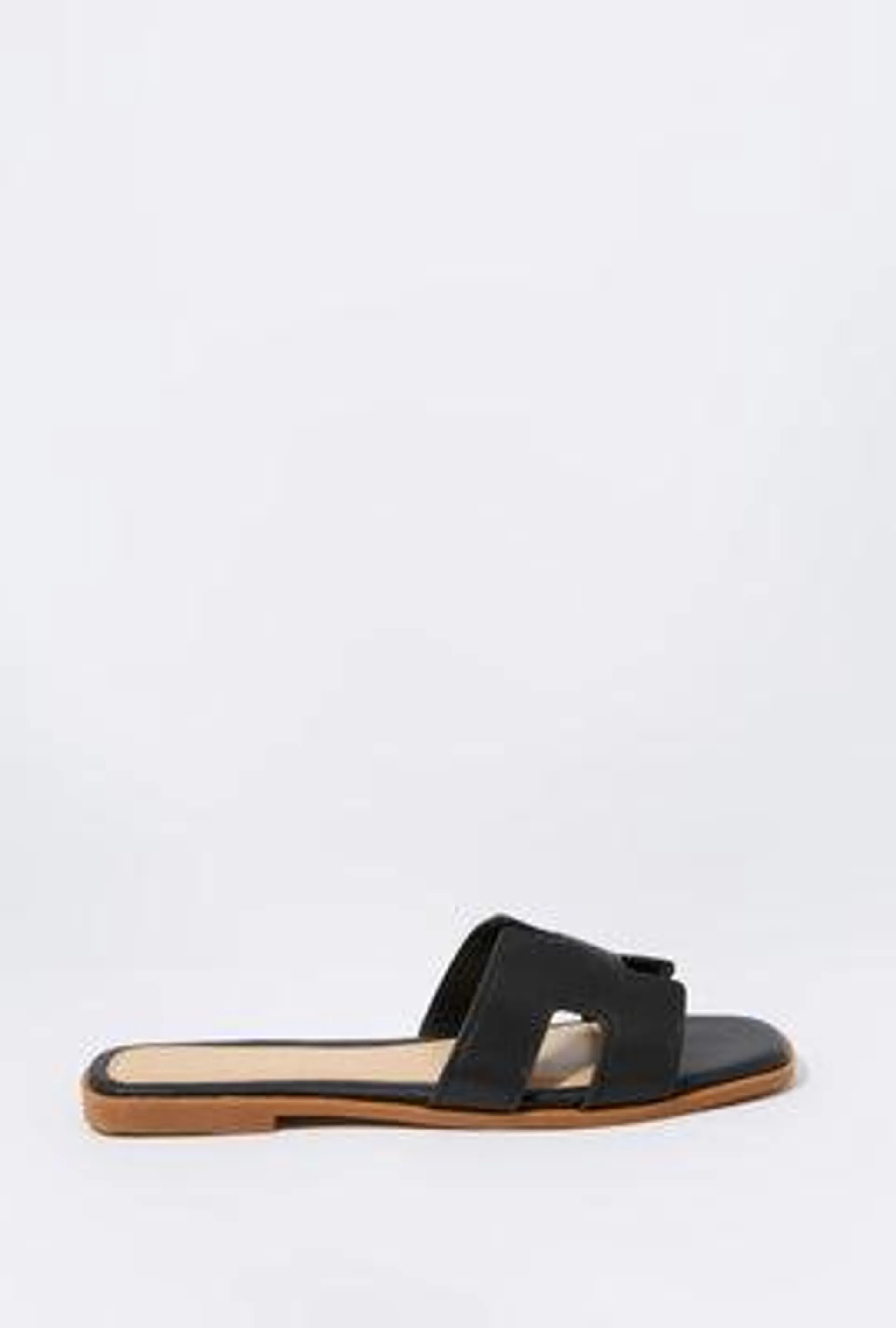 Faux Leather Slide Sandal