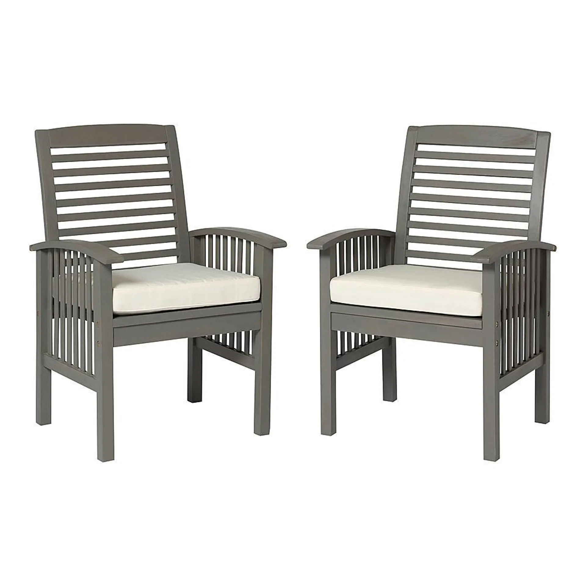 Walker Edison - Cypress Acacia Wood Patio Chairs, Set of 2 - Grey Wash