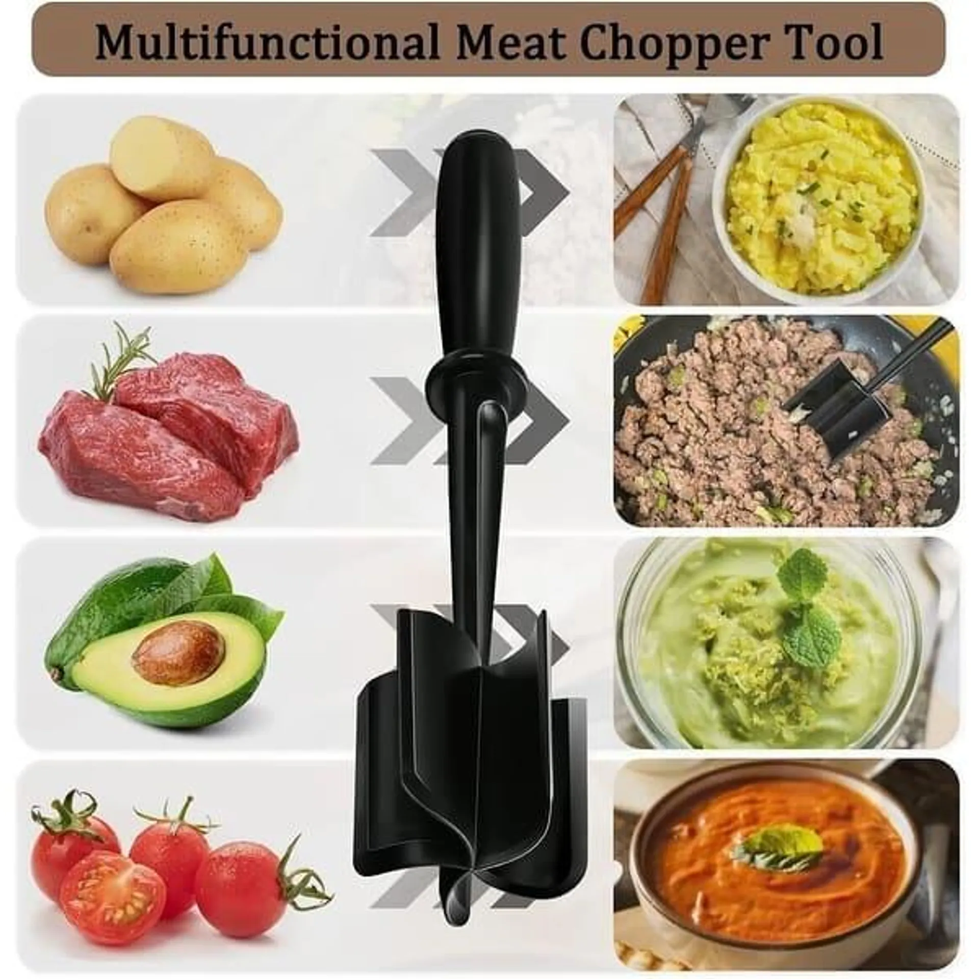 Heat Resistant Meat Hamburger Chopper And Potato Masher Spatula