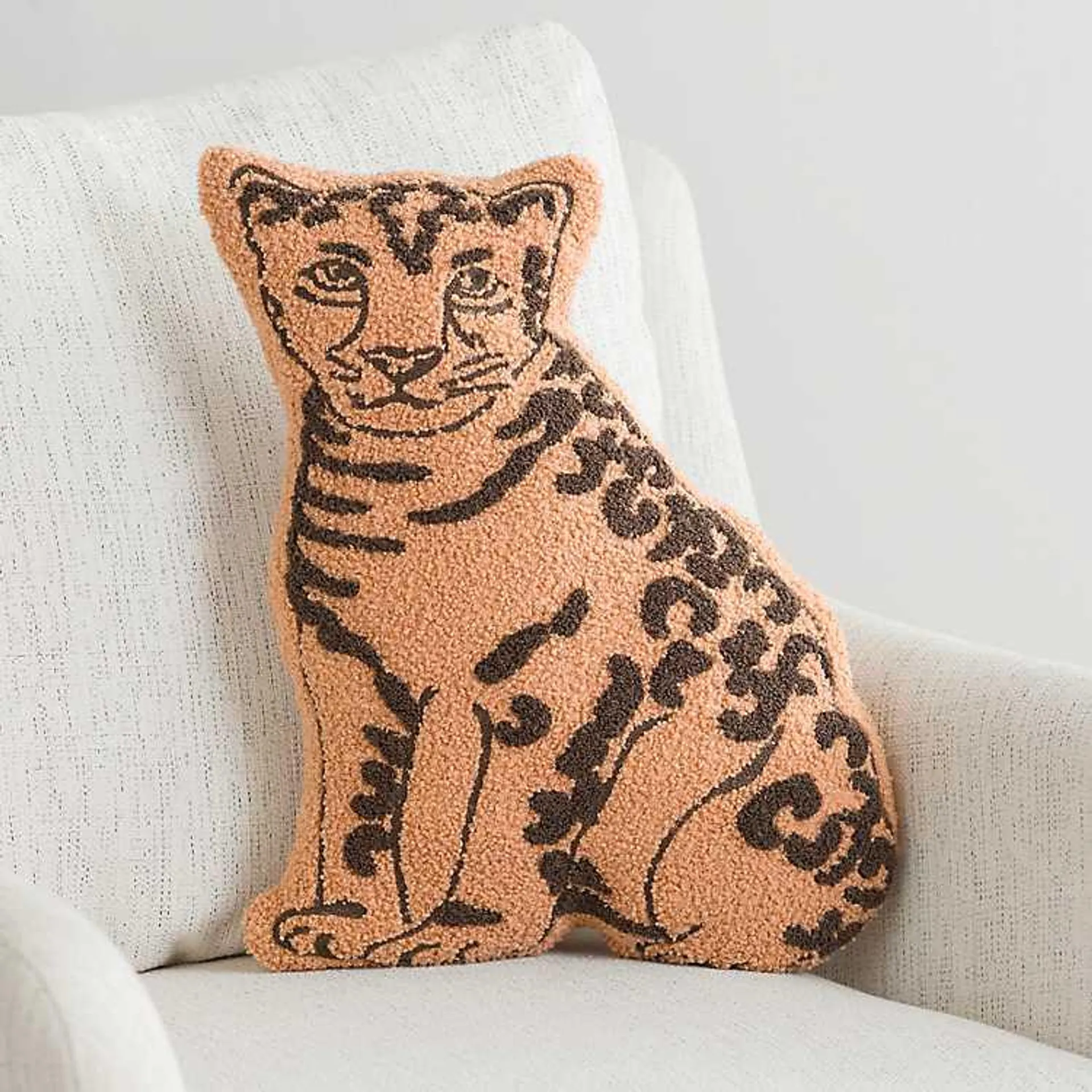 Boucle Leopard Shaped Accent Pillow