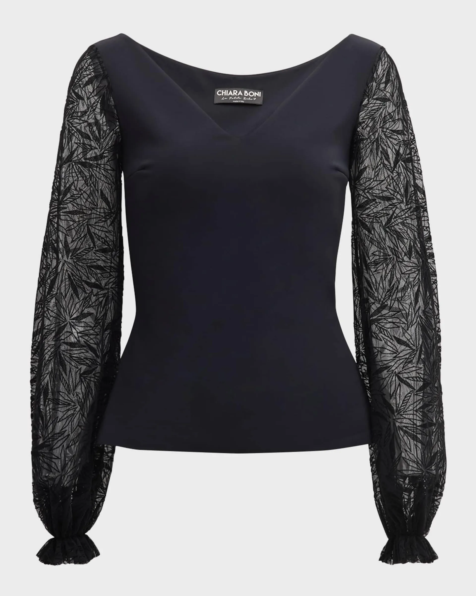 Lace-Sleeve Jersey Top