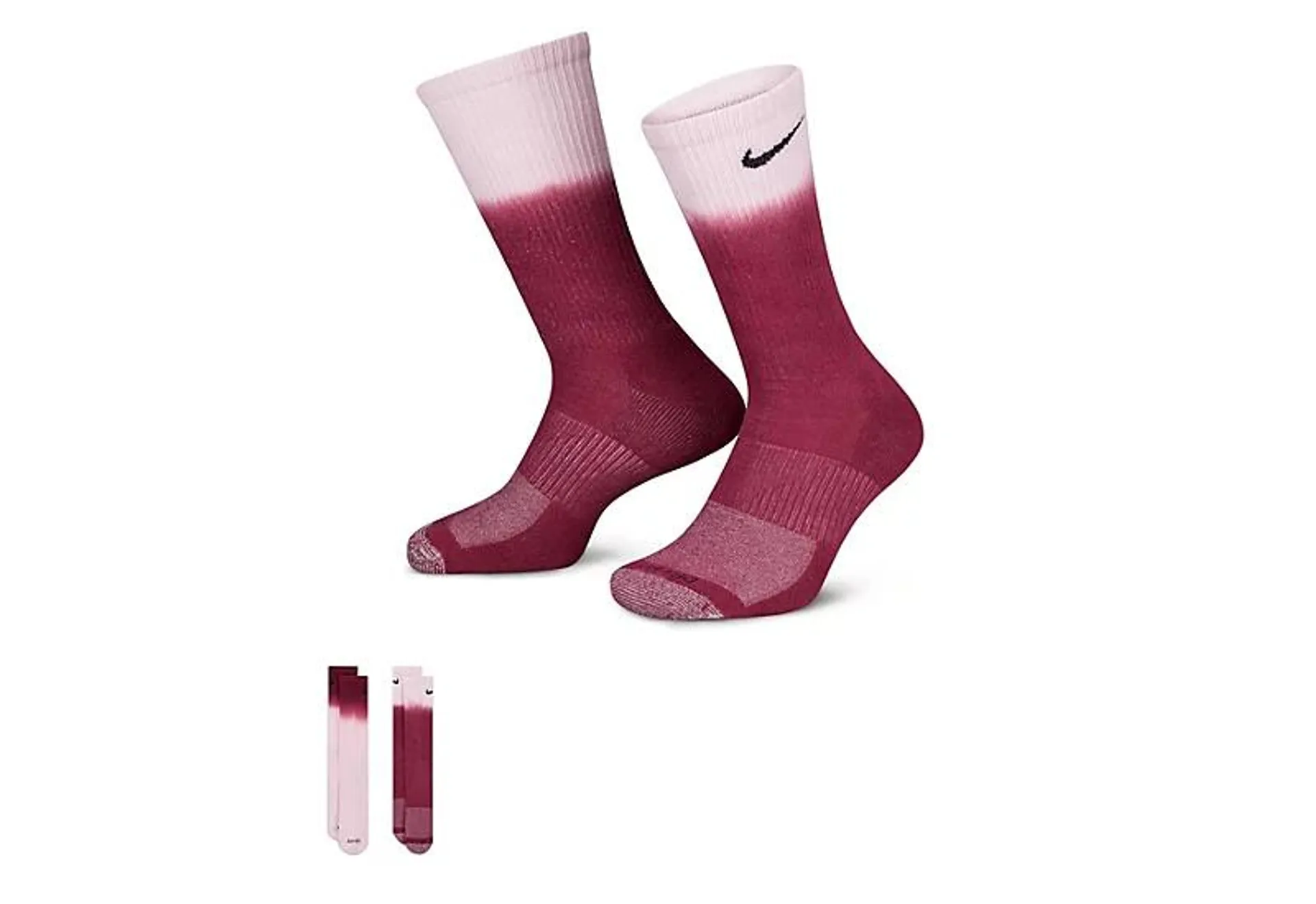 Nike Womens Everyday Plus Dip Dye Cushioned Crew Socks 2 Pairs - Pink