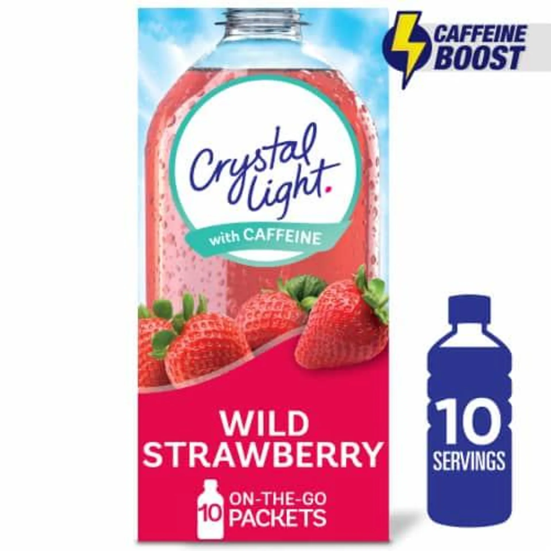 Crystal Light Zero Sugar Caffeinated Wild Strawberry Drink Mix Packets