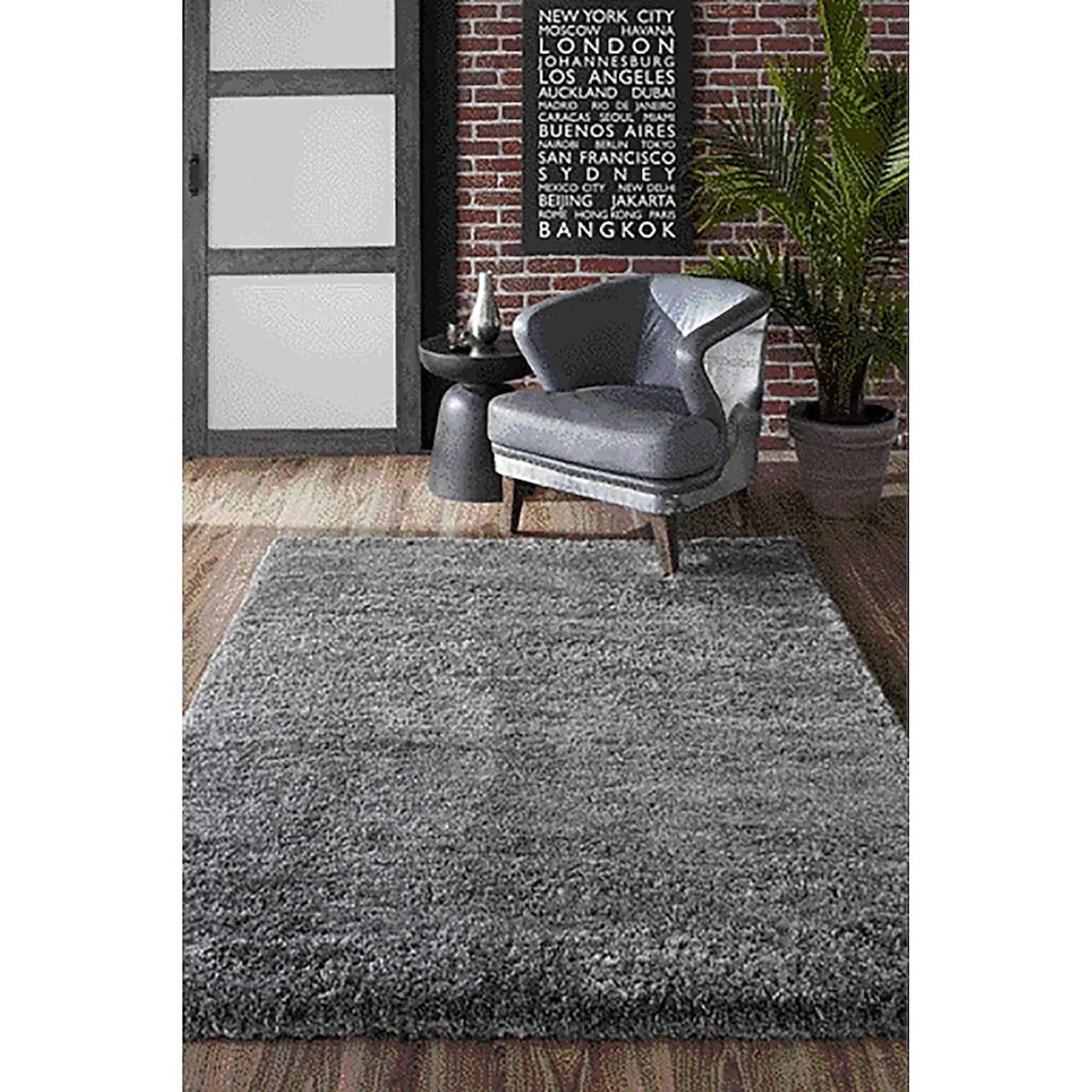 allen + roth Olearia 5 X 8 (ft) Frieze Gray Indoor Solid Area Rug