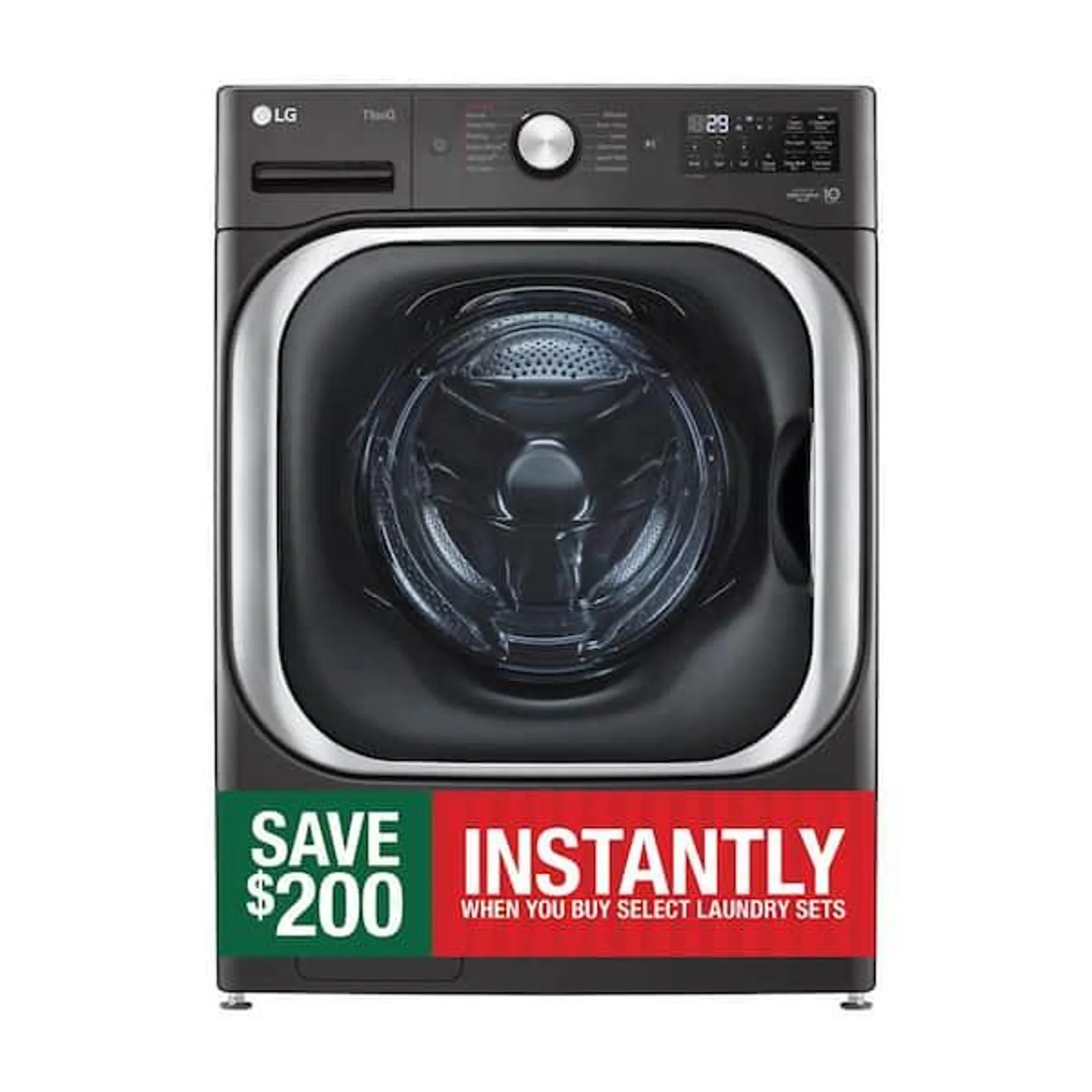 5.2 cu. Ft Stackable SMART Front Load Washer in Black Steel with Steam & Turbowash Technology