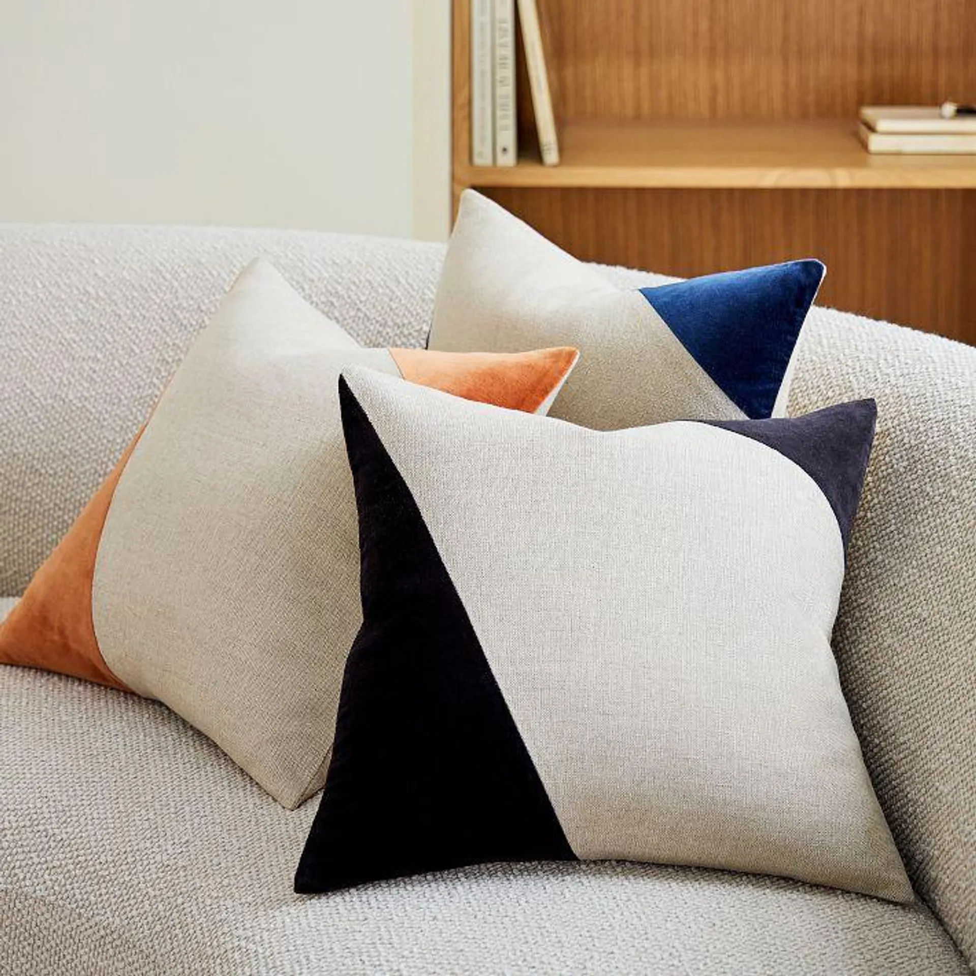 Cotton Linen & Velvet Corners Pillow Cover