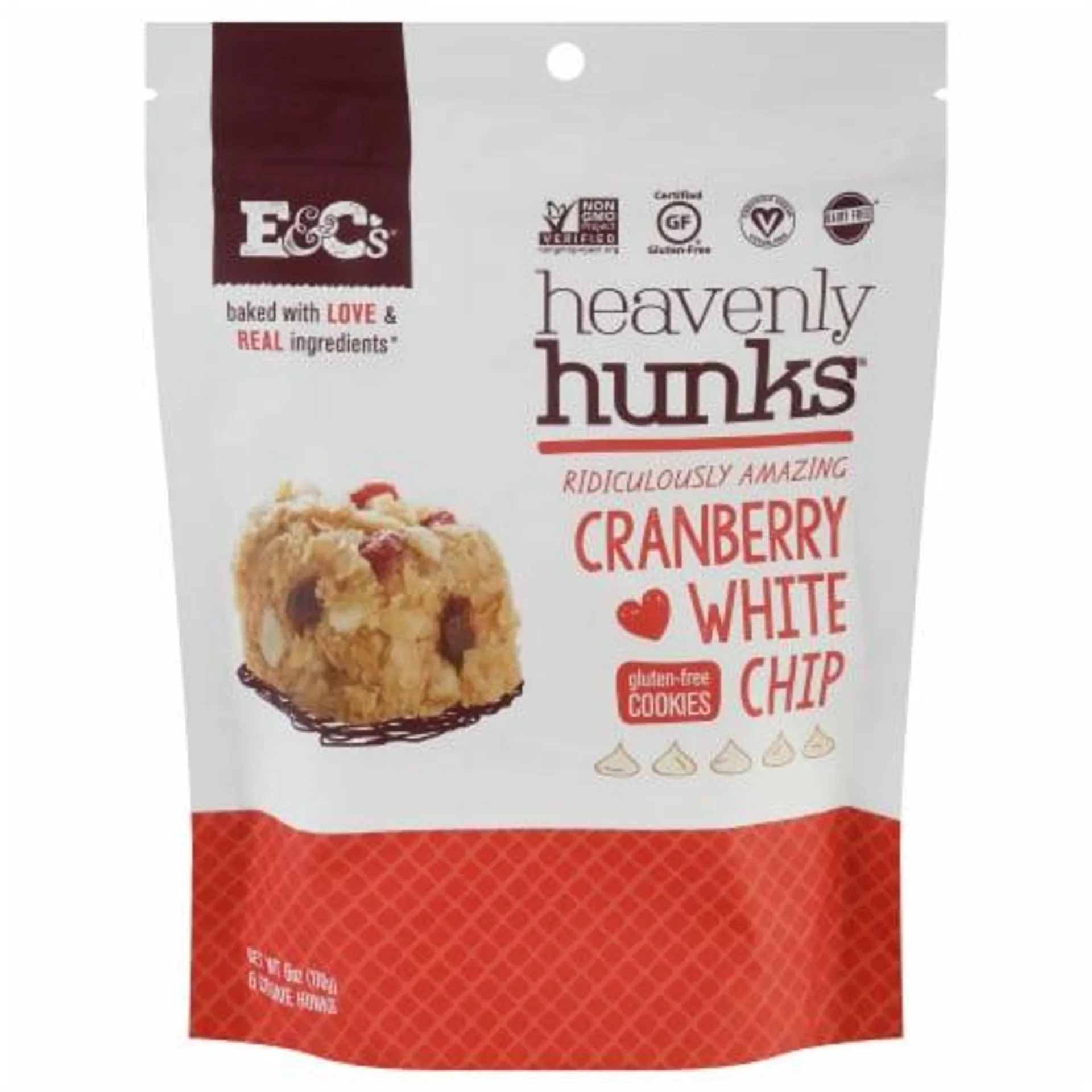 Heavenly Hunks Cookie White Chocolate Cranberry Gluten Free 6 oz