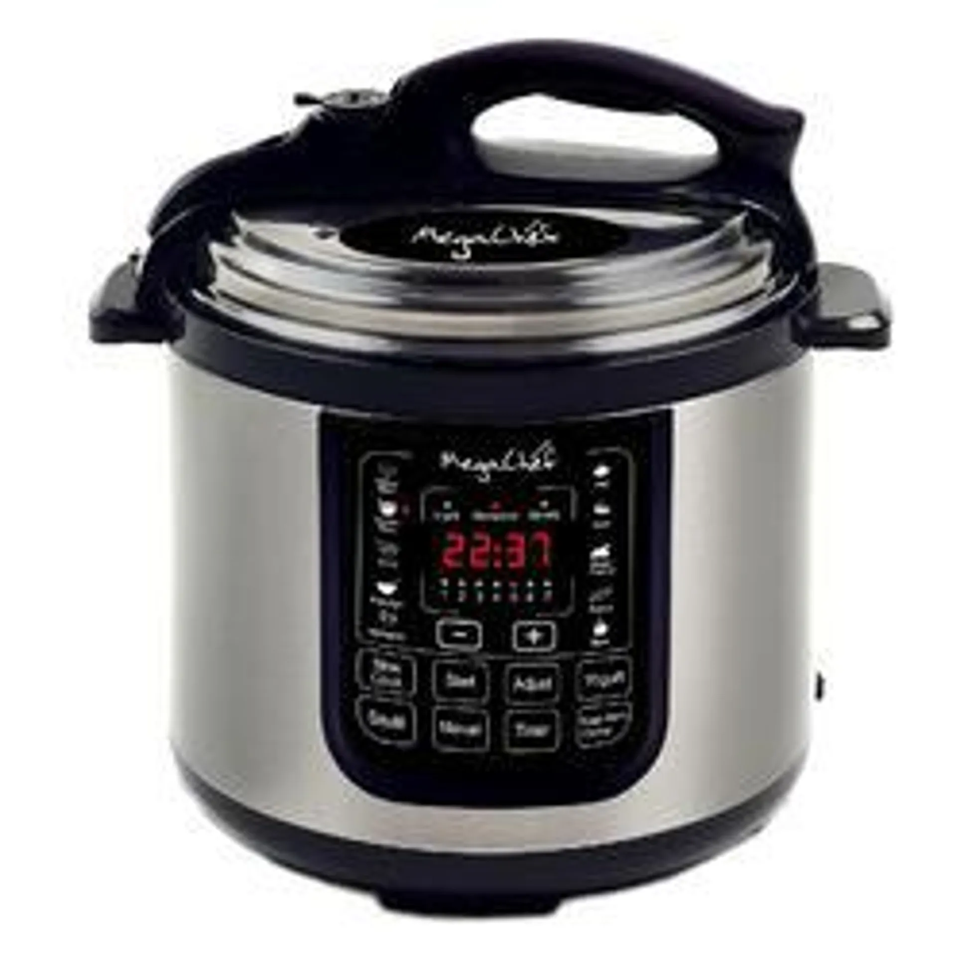 visit product details page for MegaChef MCPR120A 8 qt Digital Pressure Cooker with 13 Pre-set Multi Function Features
