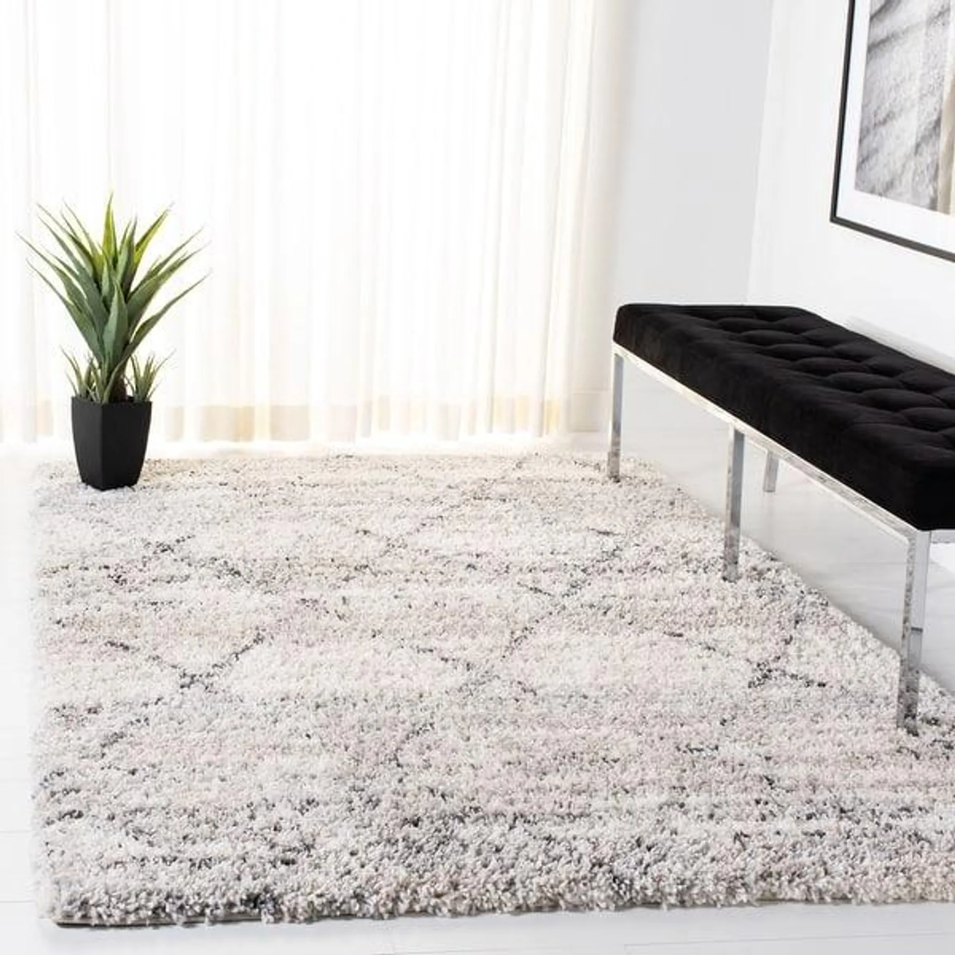 SAFAVIEH Fontana Shag Alja Modern Trellis 2-inch Thick Rug