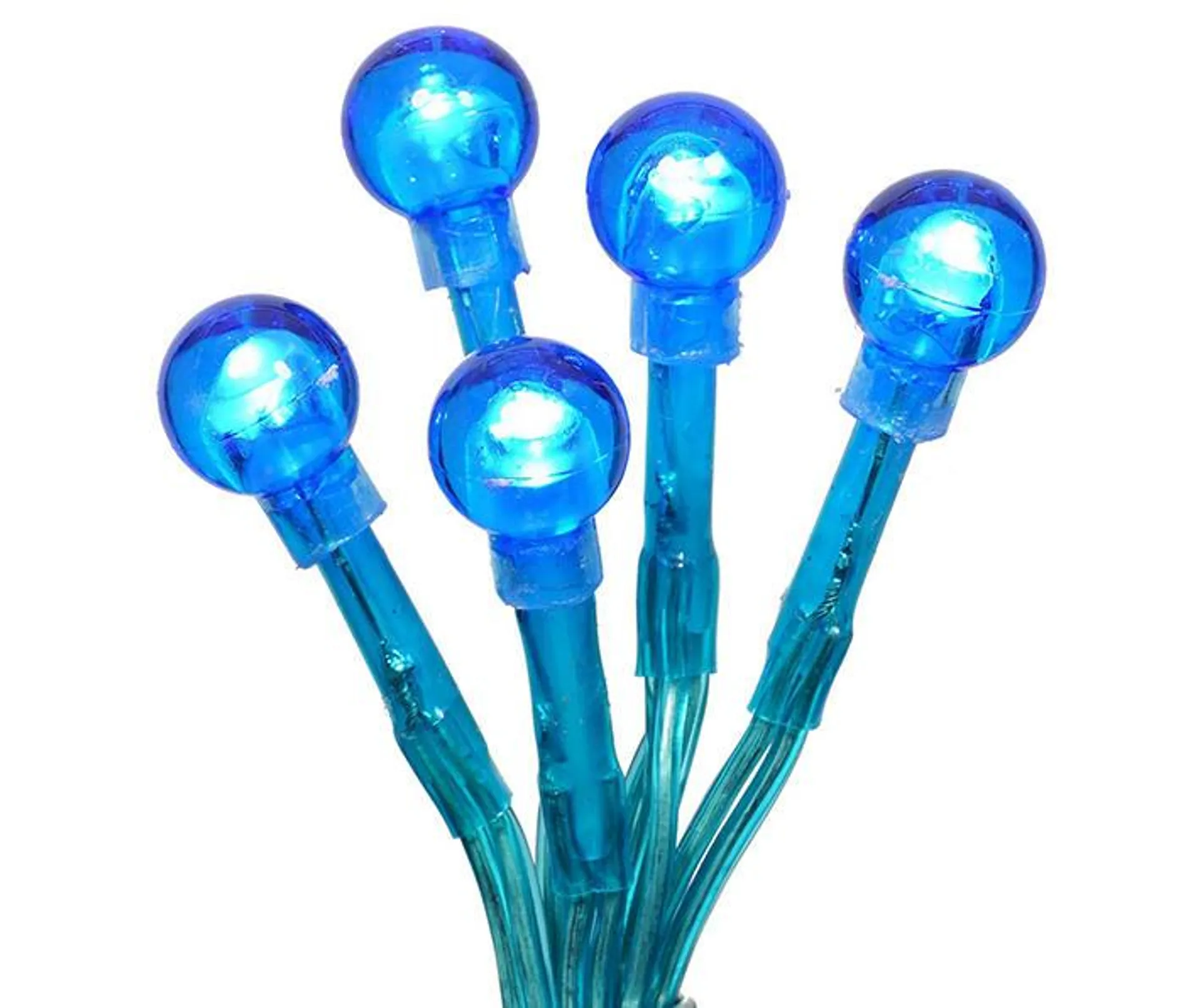 Blue Mini Globe LED Battery-Operated Light Set on Blue Wire, 20-Count