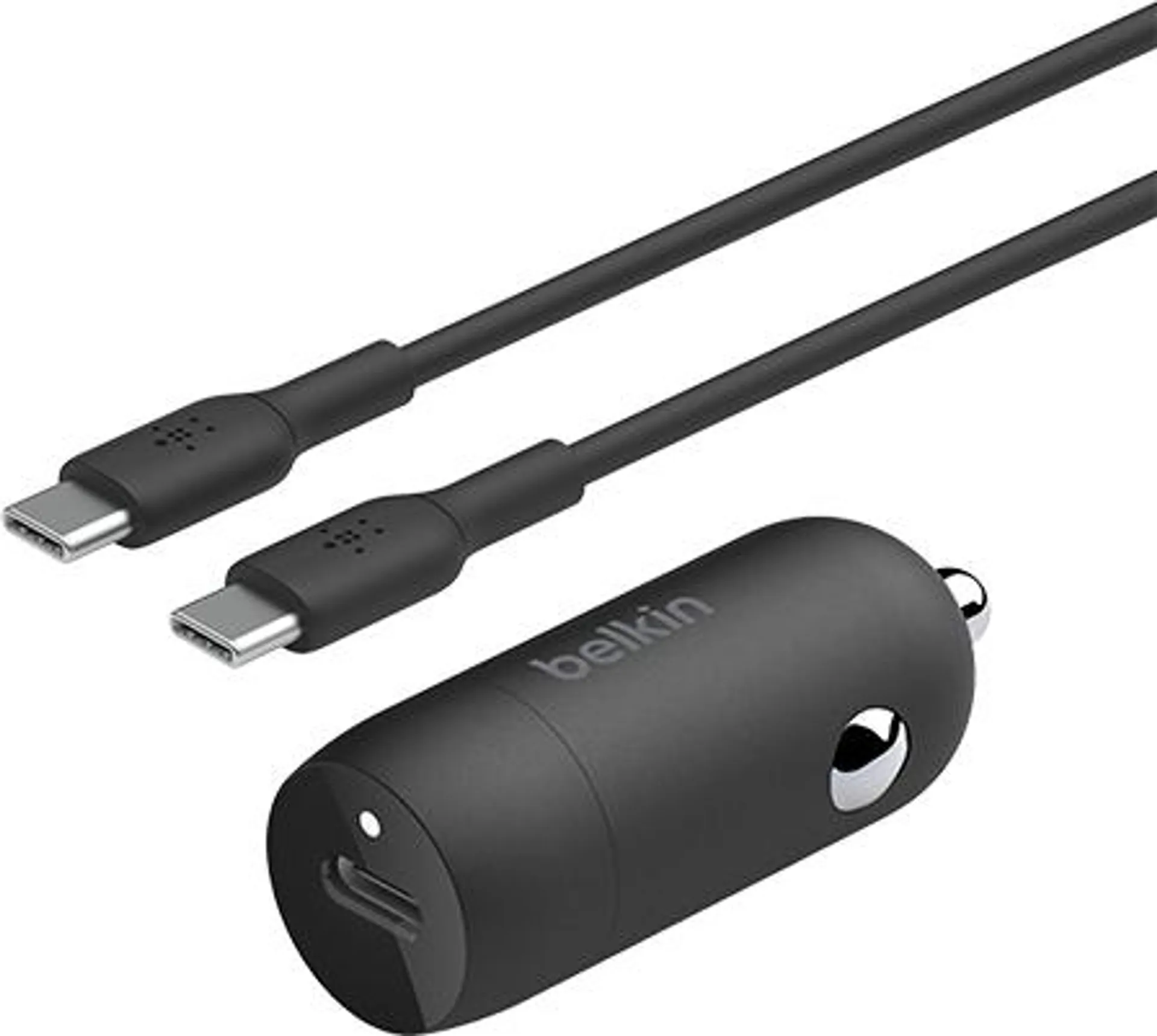 Belkin 30W USB-C Power Delivery PPS Car Charger + 1M USB-C Cable Bundle