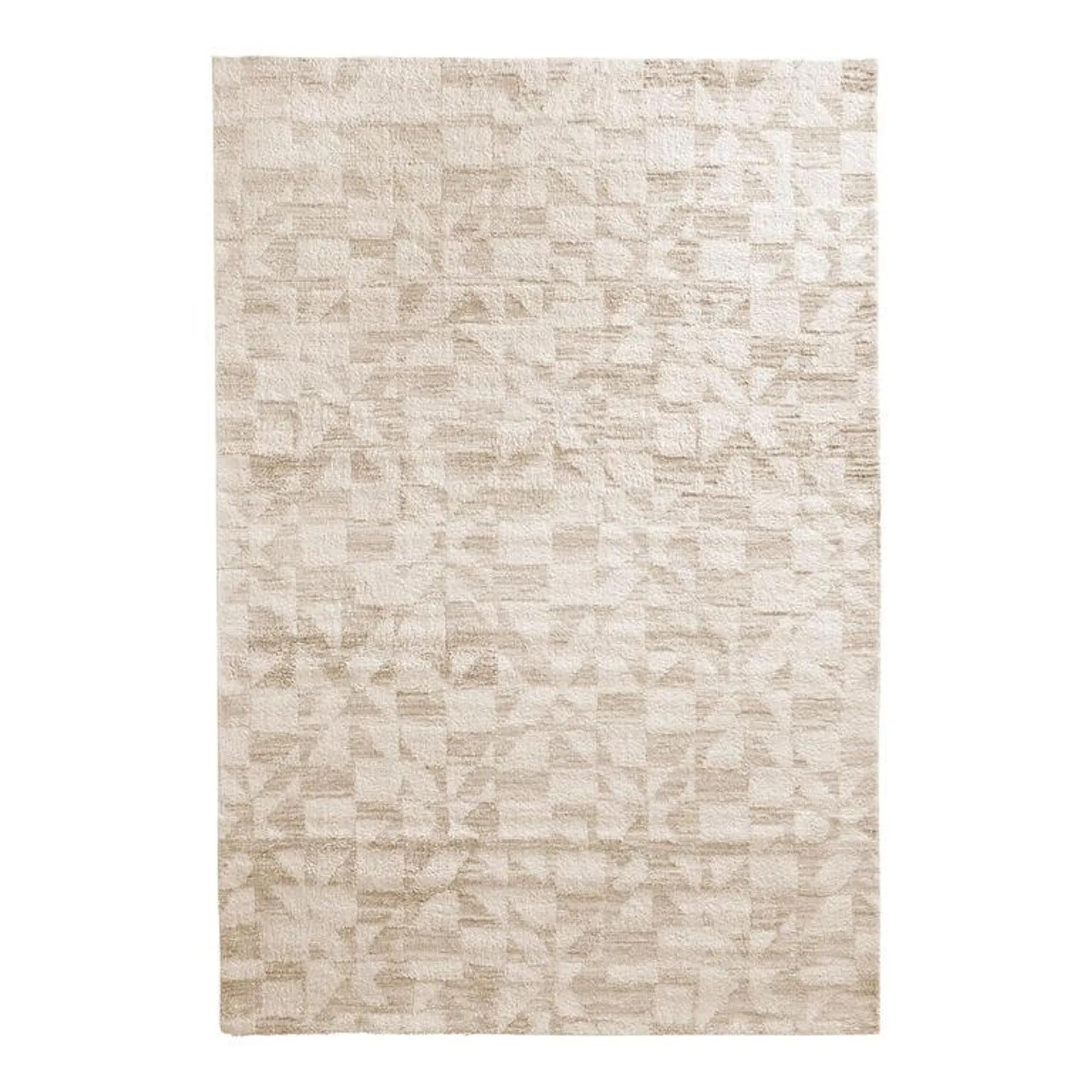 Prism Tonal Cream Modern Geo Plush Recycled Area Rug