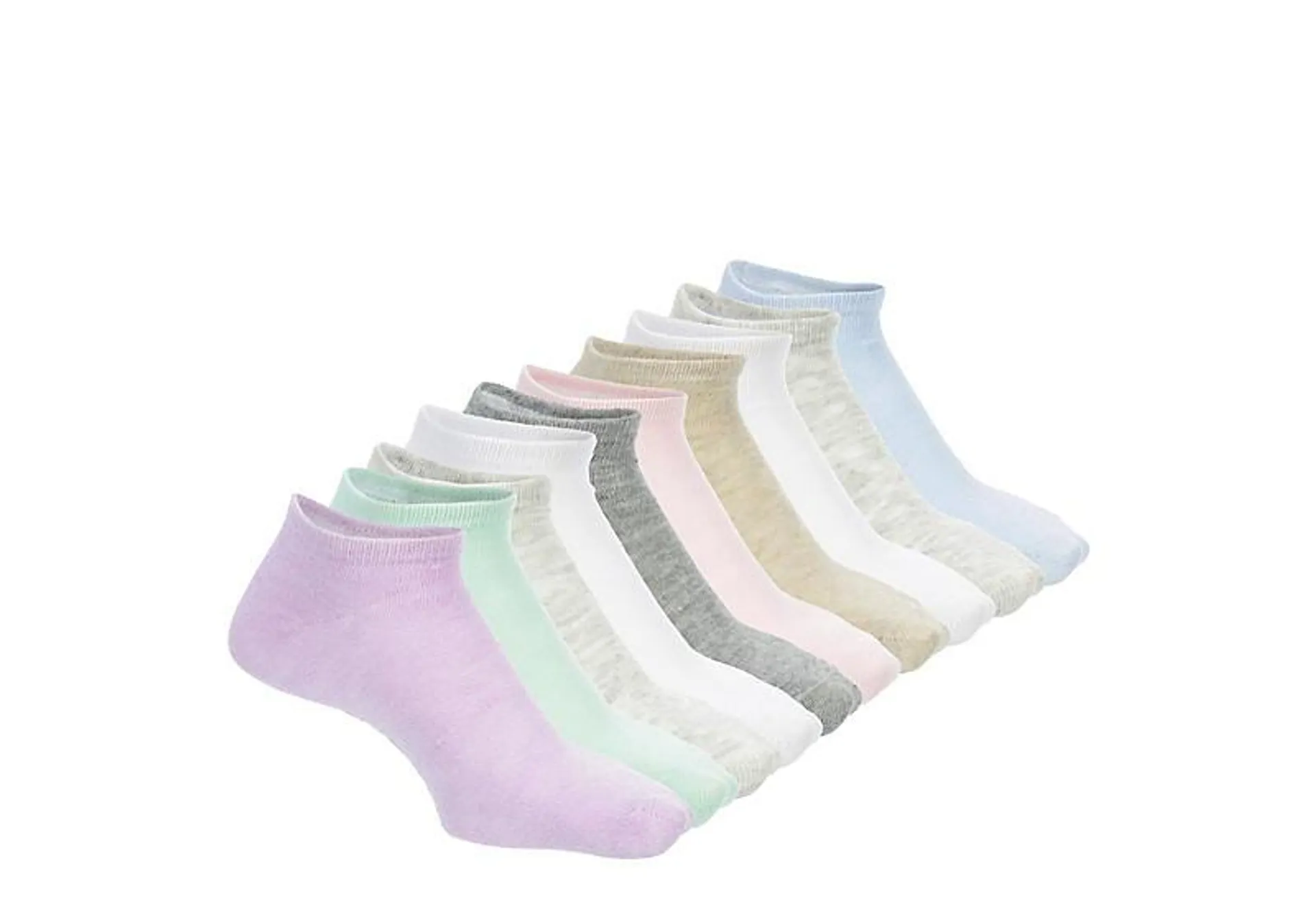 Steve Madden Womens Low Cut Solid Socks 10 Pairs - Multicolor