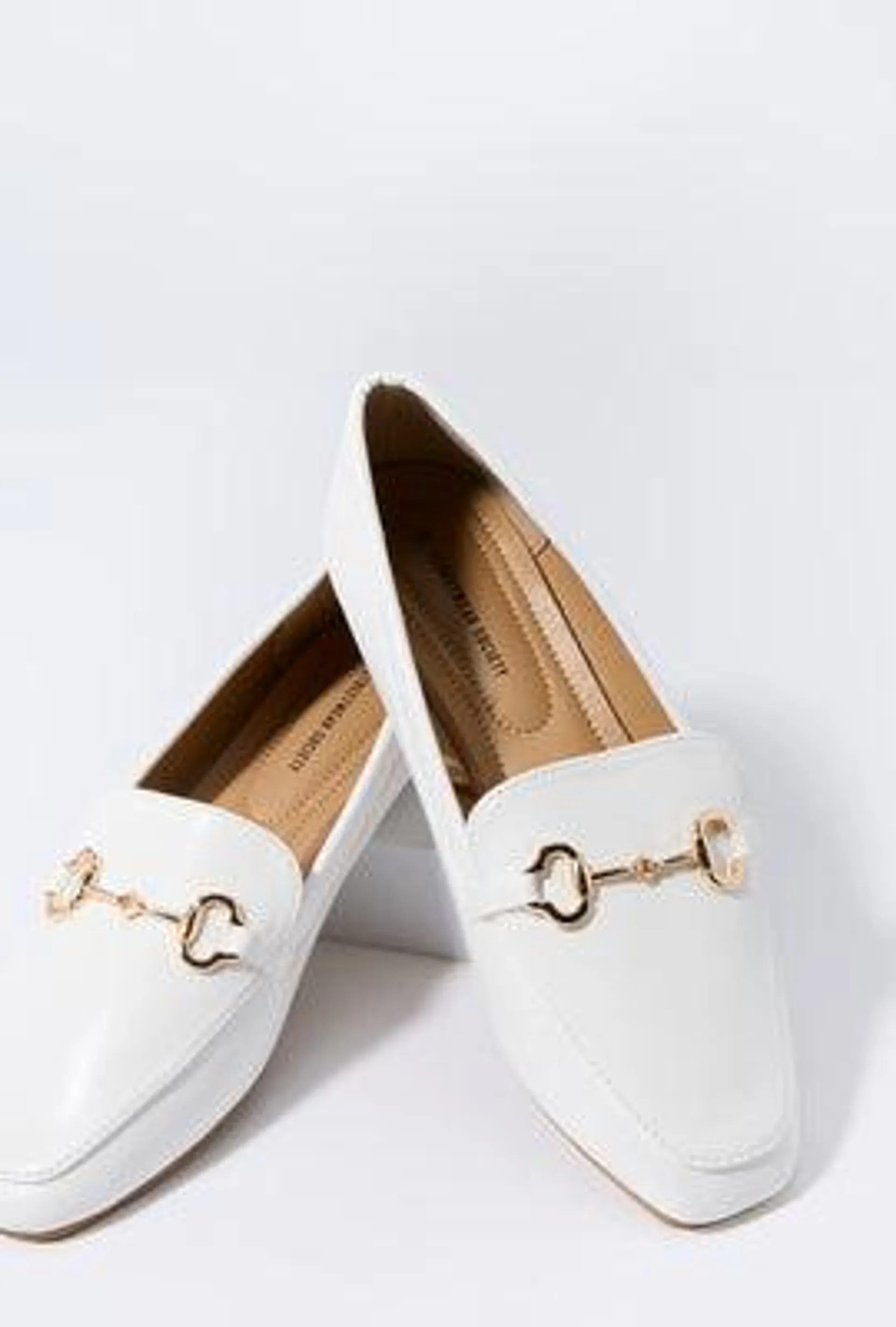 White Metal Clasp Loafer