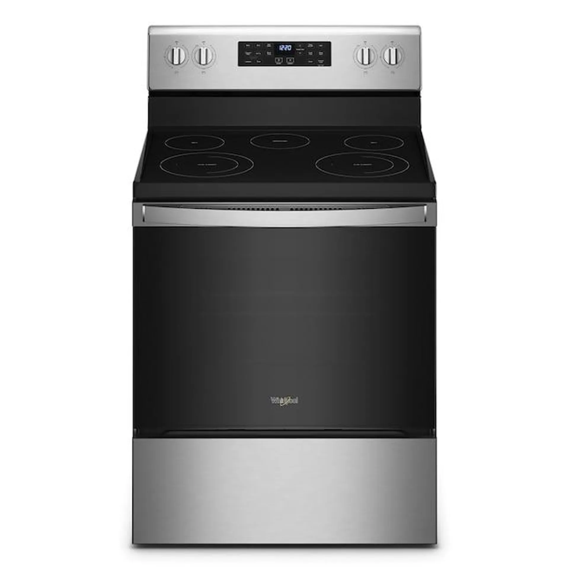 Whirlpool 30-in Glass Top 5 Burners 5.3-cu ft Self-Cleaning Air Fry Convection Oven Freestanding Electric Range (Fingerprint Resistant Stainless Steel)