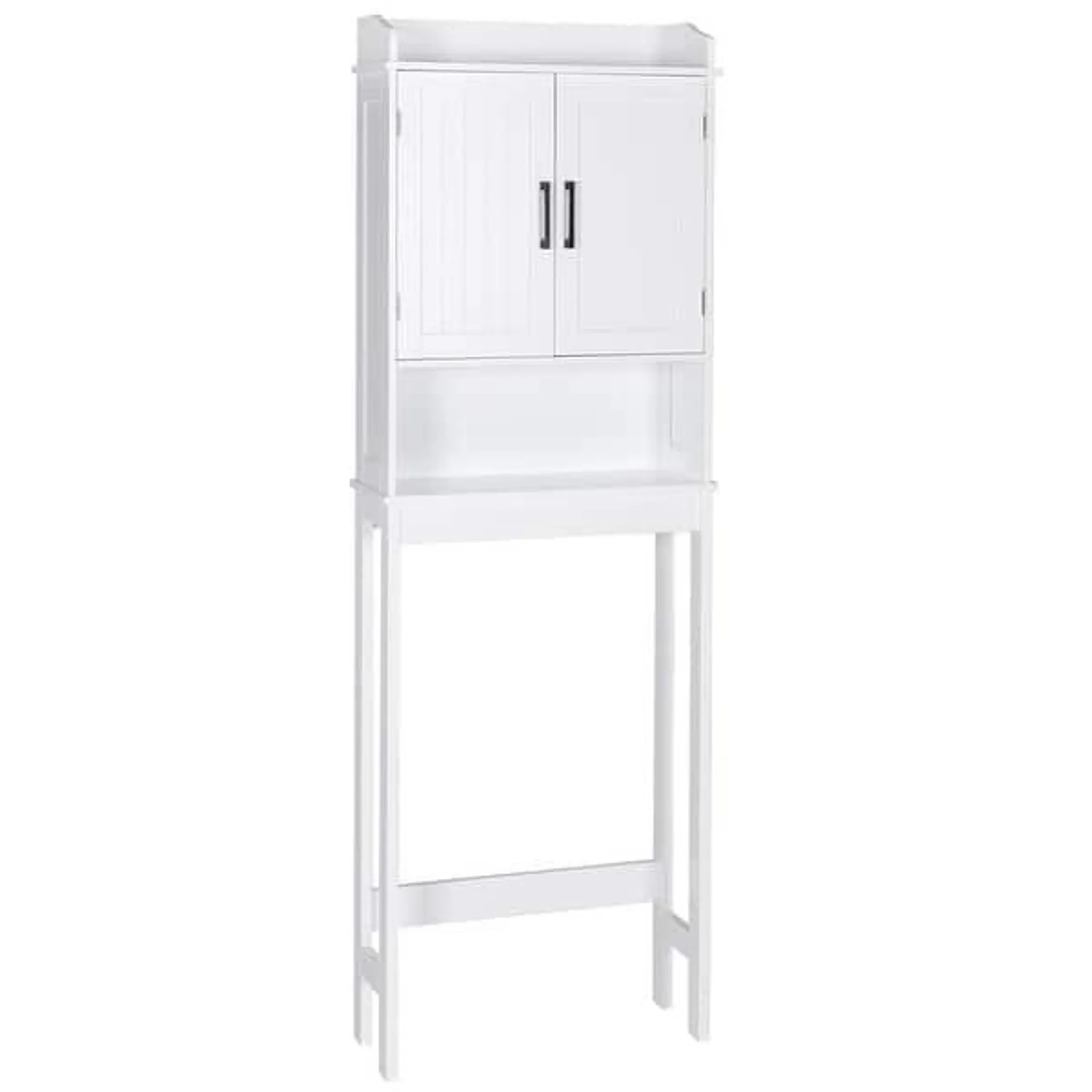 VEIKOUS Bathroom Over The Toilet Storage Cabinet Organizer With Doors and Shelves - White