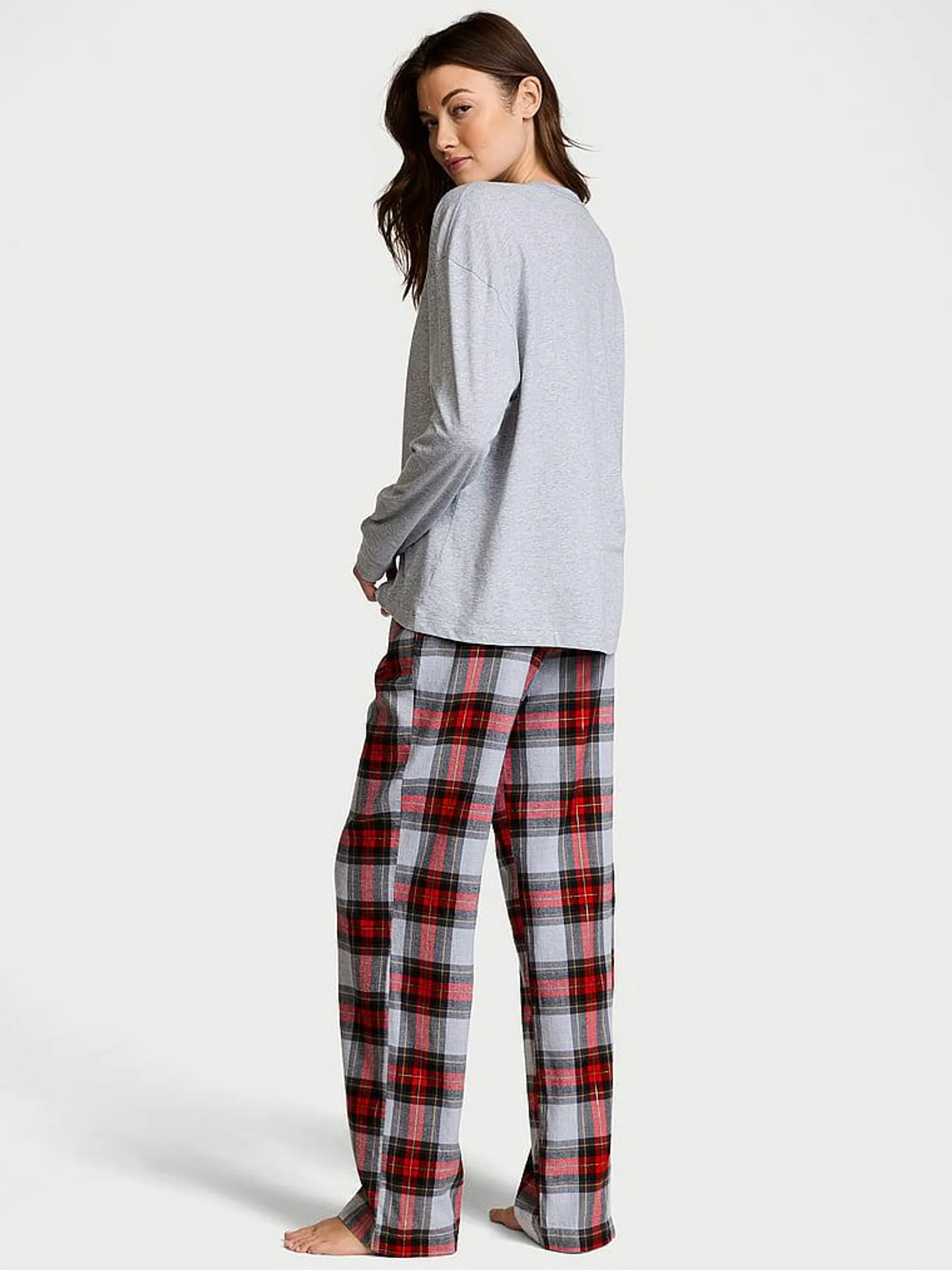 Flannel Long-Sleeve Tee-Jama Set