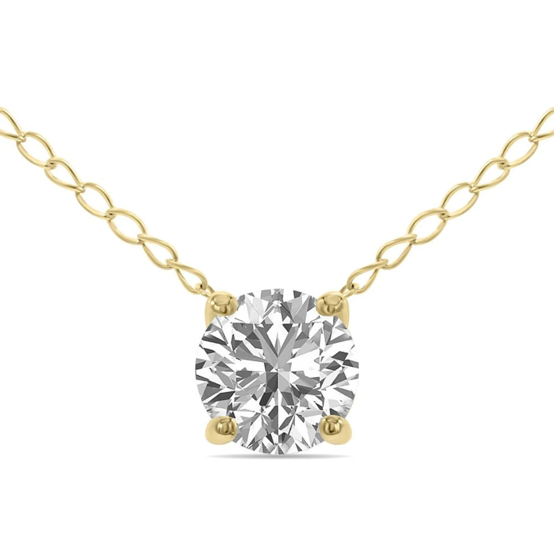 szul.com Lab Grown 1/2 Carat Floating Round Diamond Solitaire Pendant in 14K Yellow Gold (F-G Color, VVS1-VVS