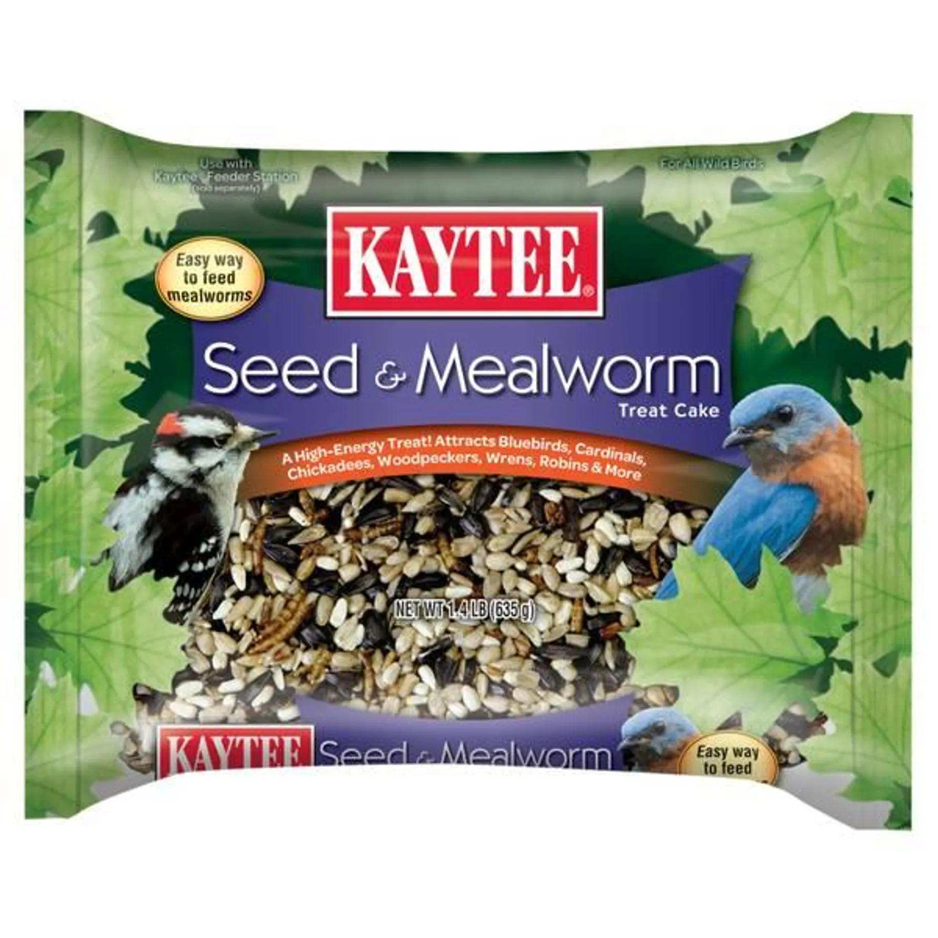 1.4 lb Wild Bird Seed & Mealworm Treat Cake