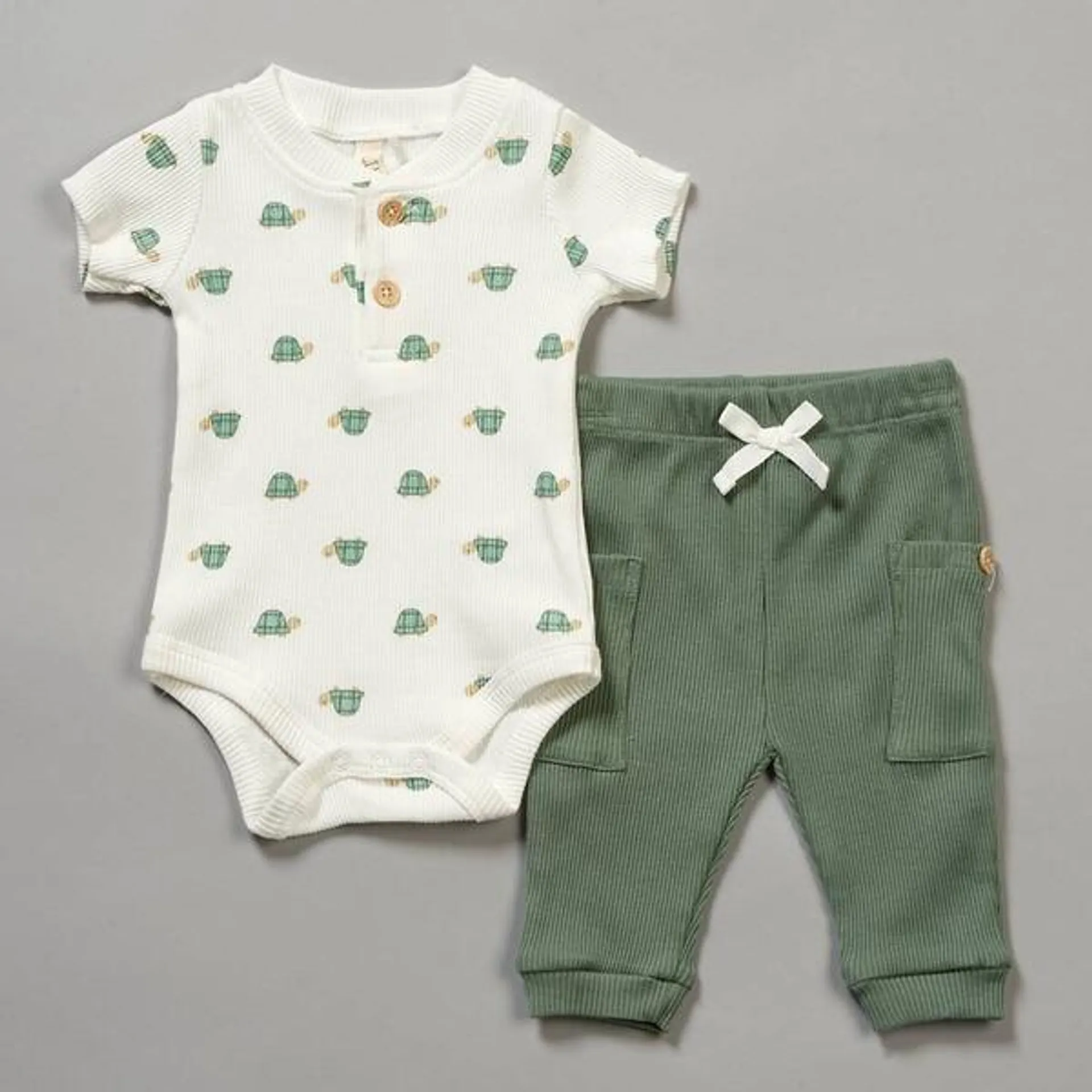 Baby Unisex (NB-9M) Liam & James Turtle Bodysuit & Pants Set