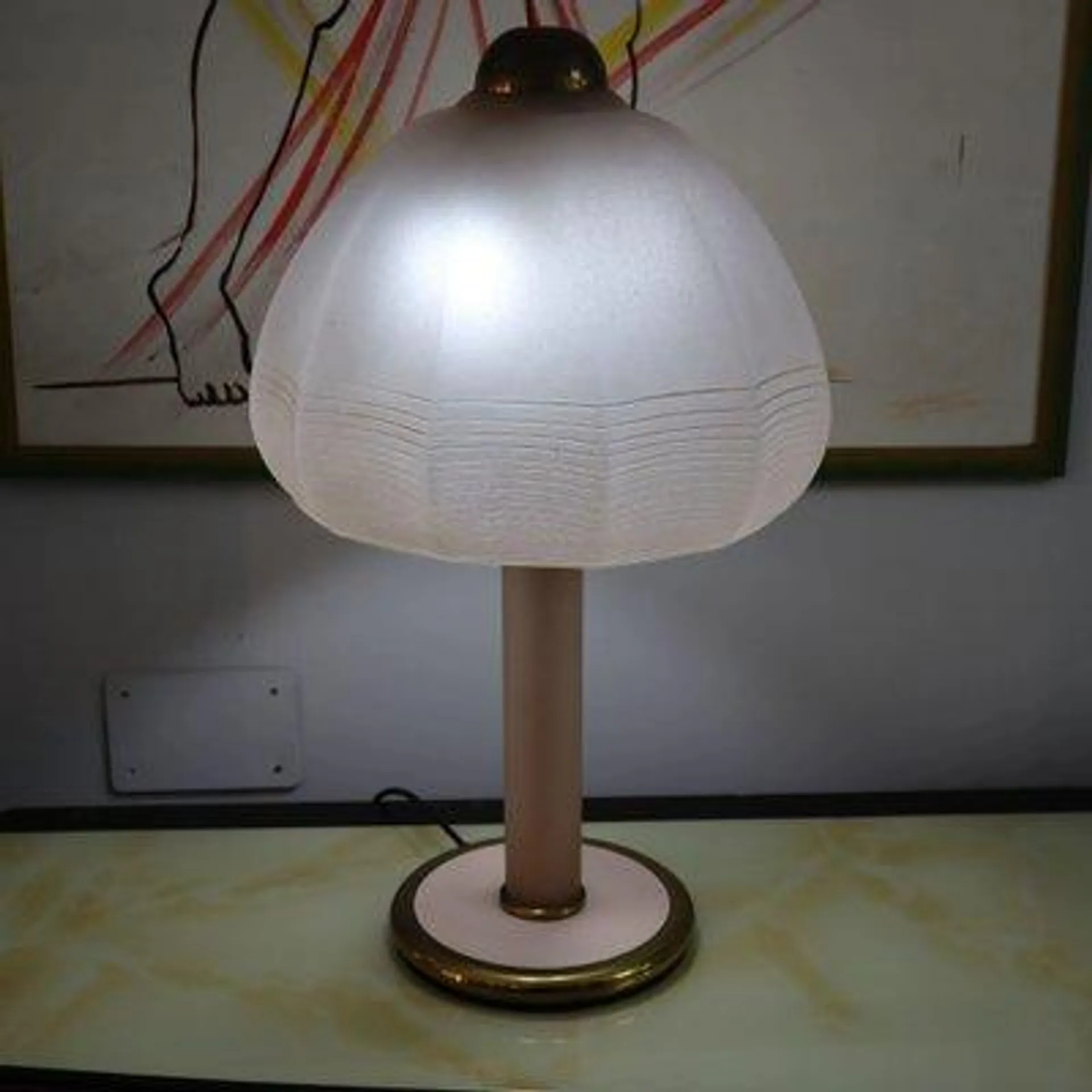 Lamp in Murano Glass with Brass Structure by F. Fabbian, 1970s