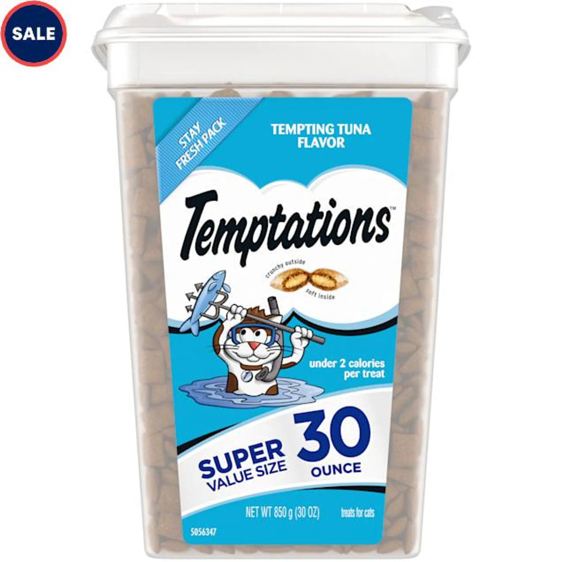 Temptations Classics Tempting Tuna Flavor Crunchy and Soft Cat Treats, 30 oz.
