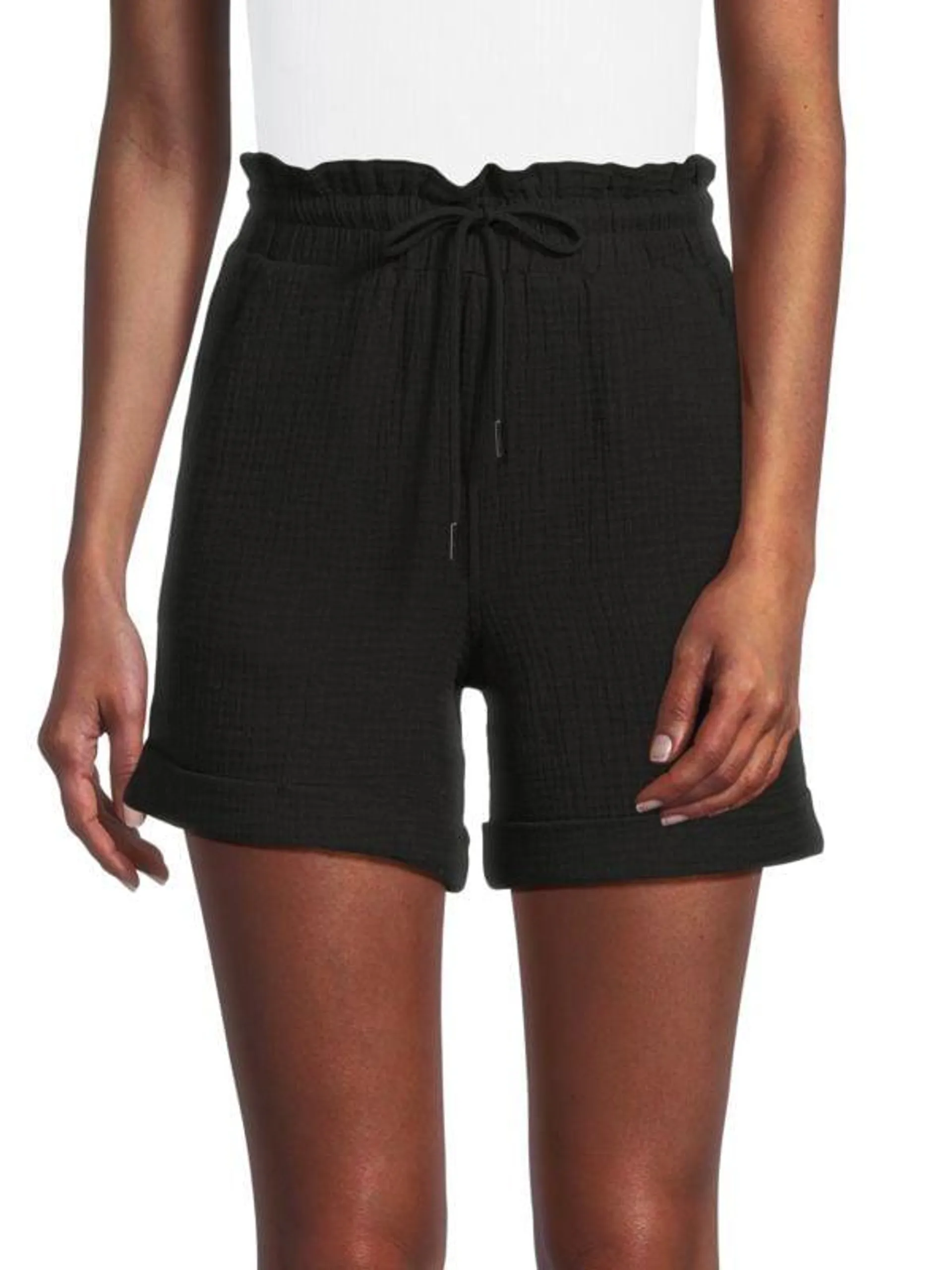 Gauzy Solid Drawstring Shorts