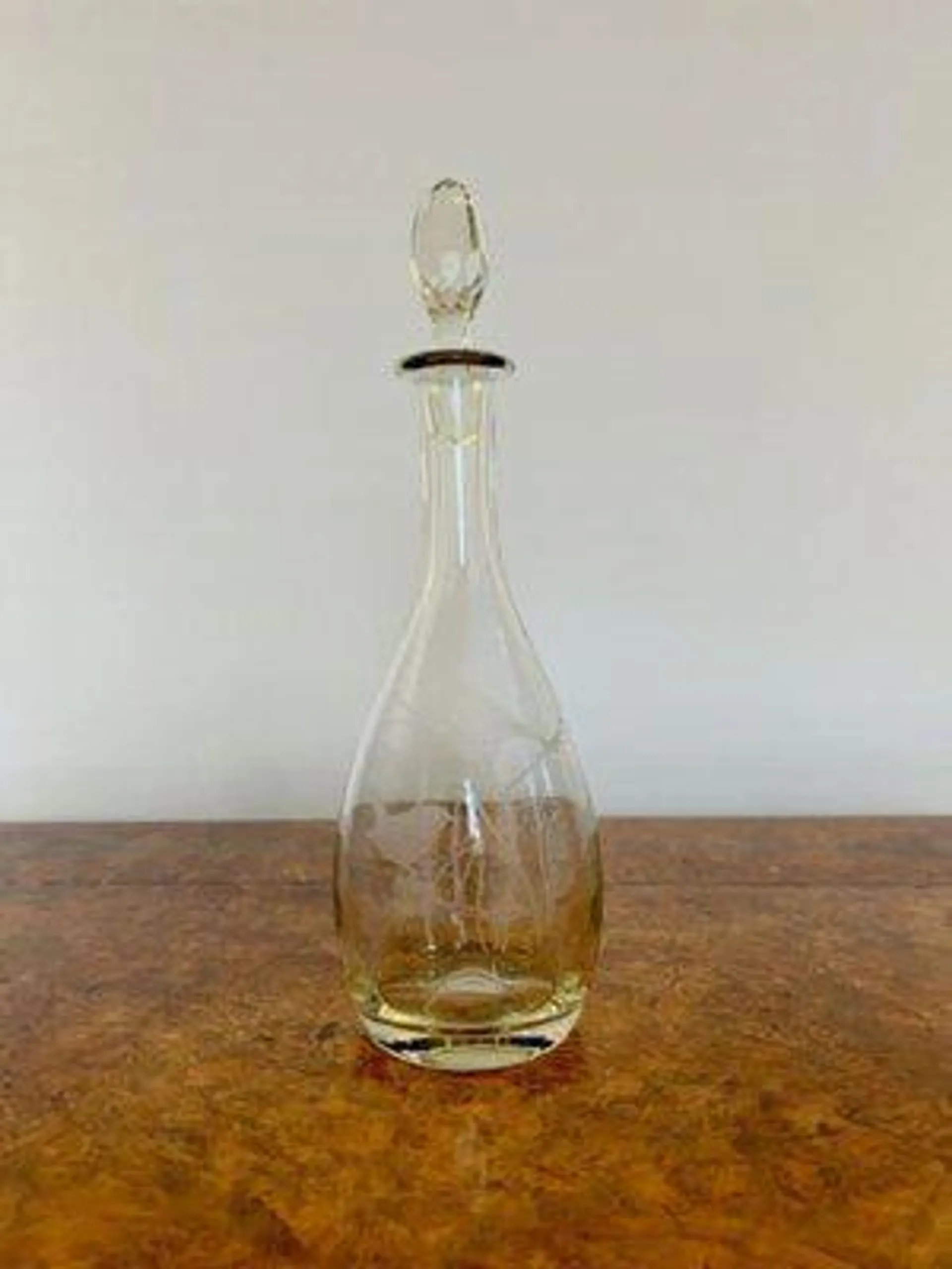Edwardian Engraved Decorated Glass Decanter, 1910s