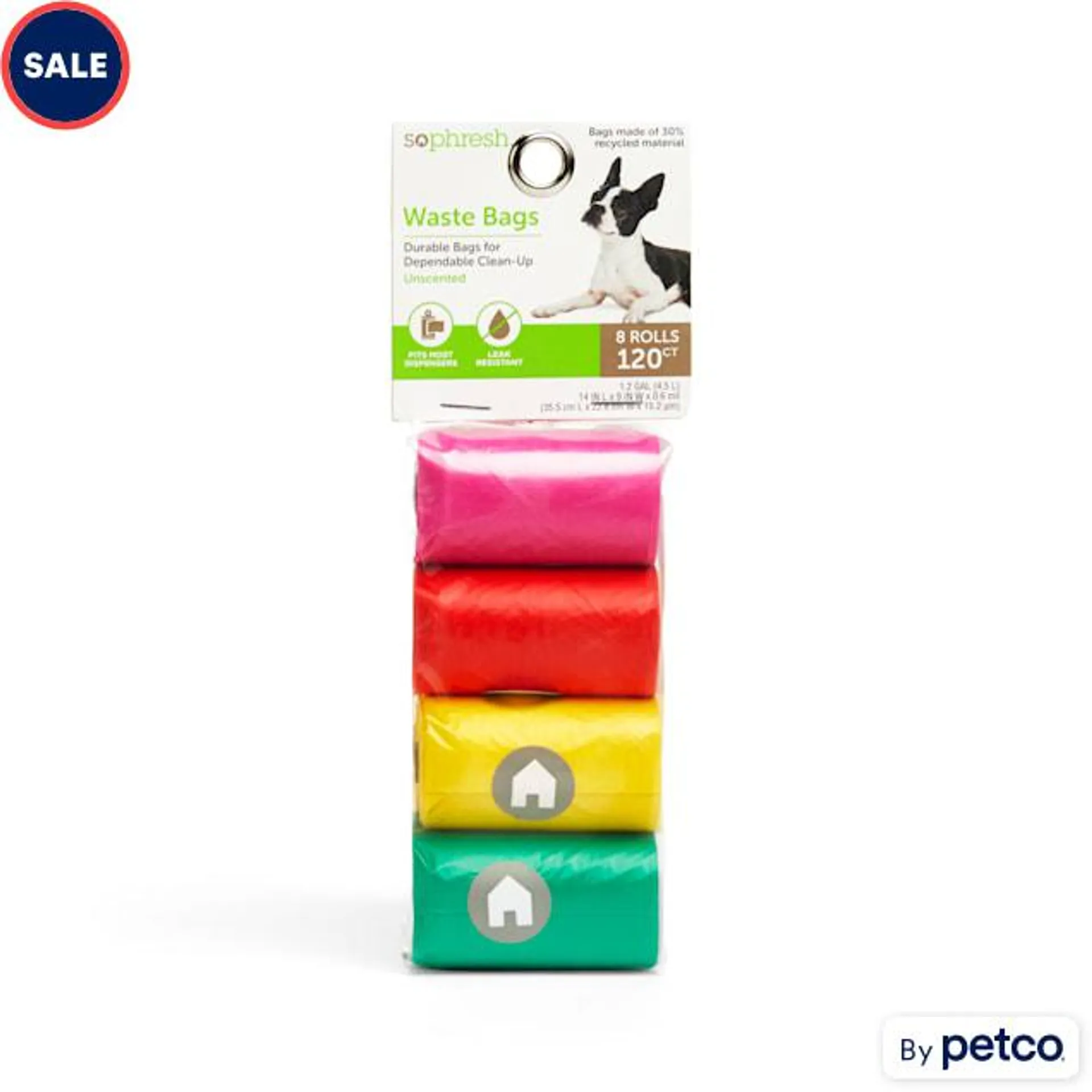 So Phresh Multicolor Unscented Dog Waste Bags, Count of 120