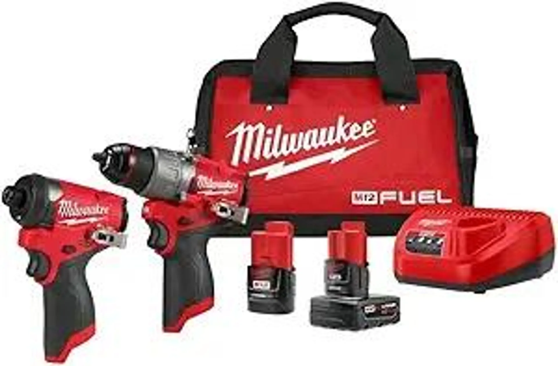 Milwaukee M12 FUEL 12-Volt Lithium-Ion Brushless Cordless Hammer Drill and Impact Driver Combo Kit w/2 Batteries and Bag (2-Tool)