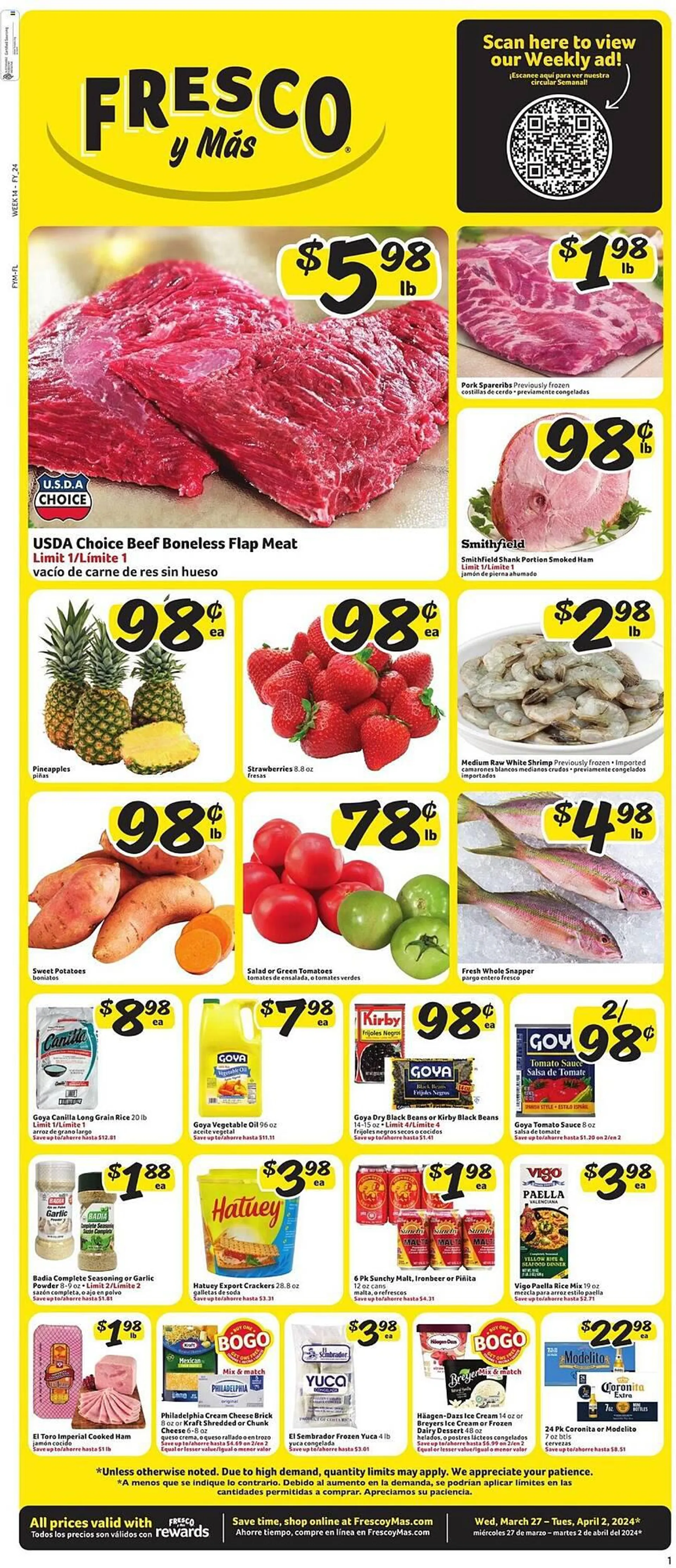 Weekly ad Fresco y Más Weekly Ad from March 27 to April 2 2024 - Page 1