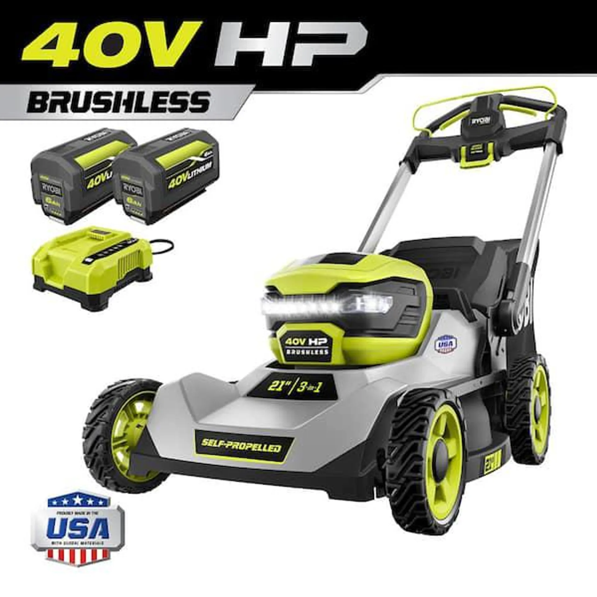 40V HP Brushless 21 in. Cordless Battery Walk Behind Self-Propelled Lawn Mower with (2) 6.0 Ah Batteries and Charger