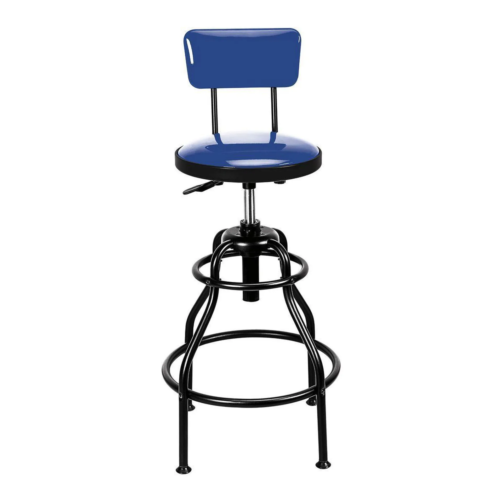 Adjustable Shop Stool with Backrest, Blue