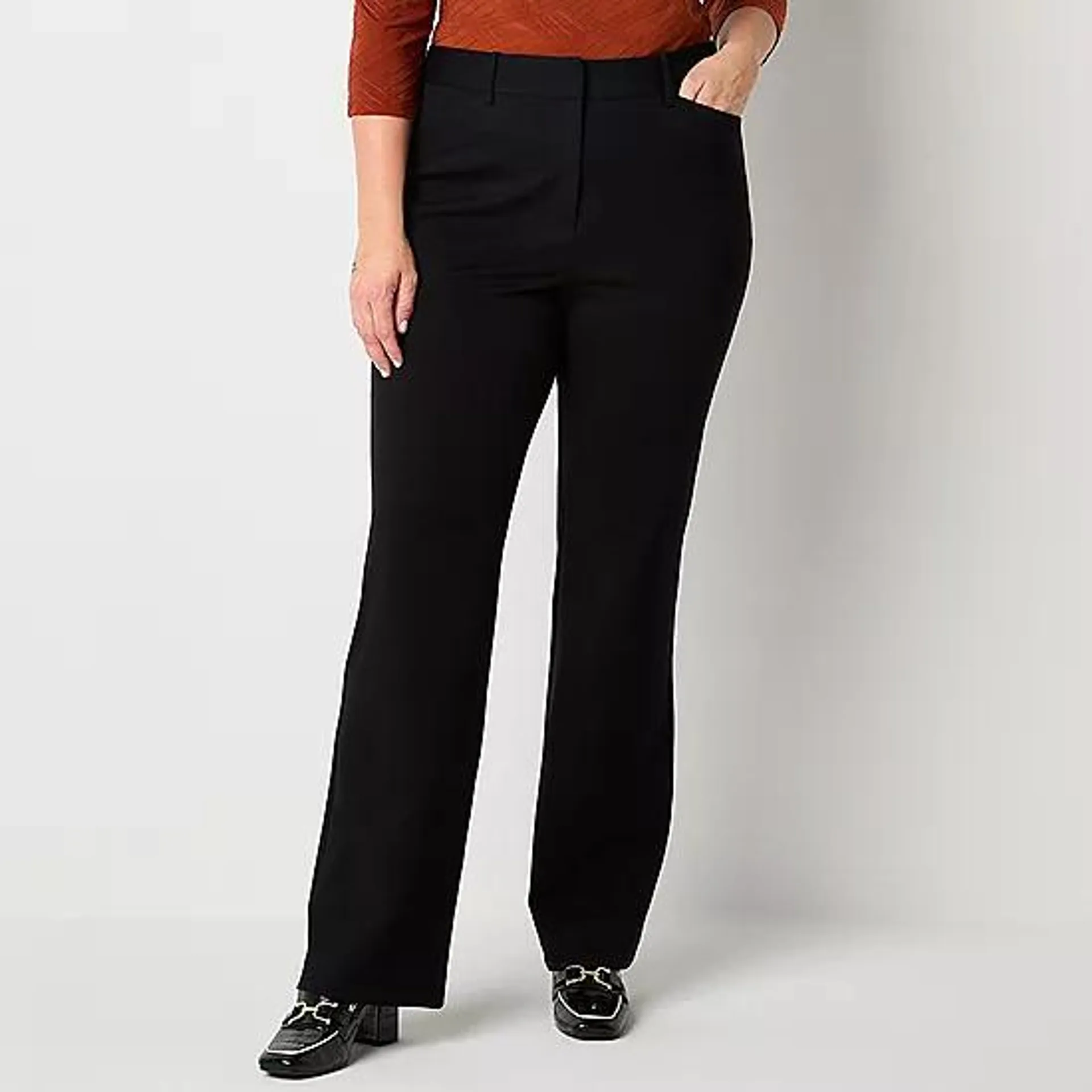 new! Liz Claiborne Ponte Emma Classic Fit Flare Easy-on + Easy-off Seated Wear Trouser